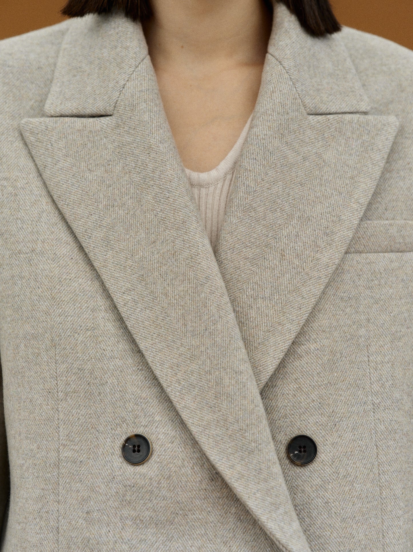 Double Breasted Low Pocket Blazer, Beige