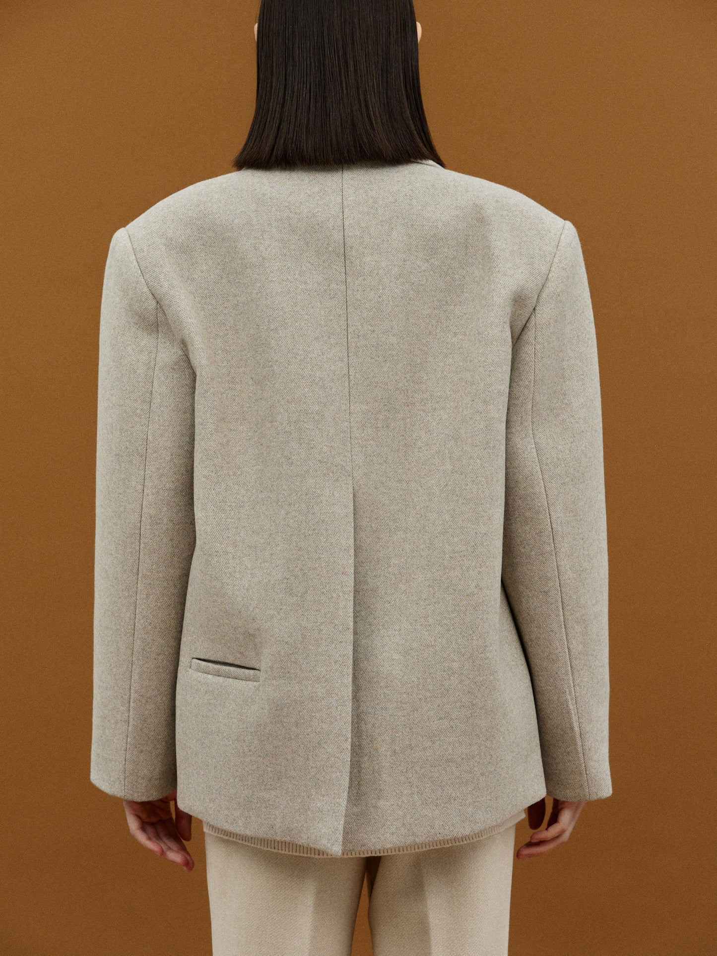 Double Breasted Low Pocket Blazer, Beige