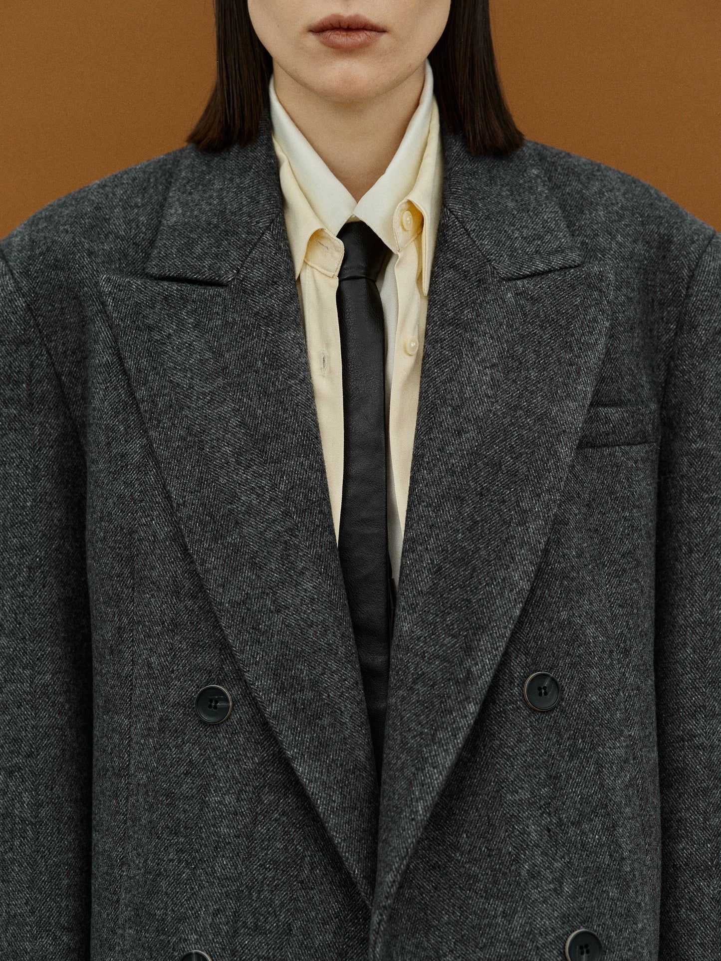 Double Breasted Low Pocket Blazer, Charcoal