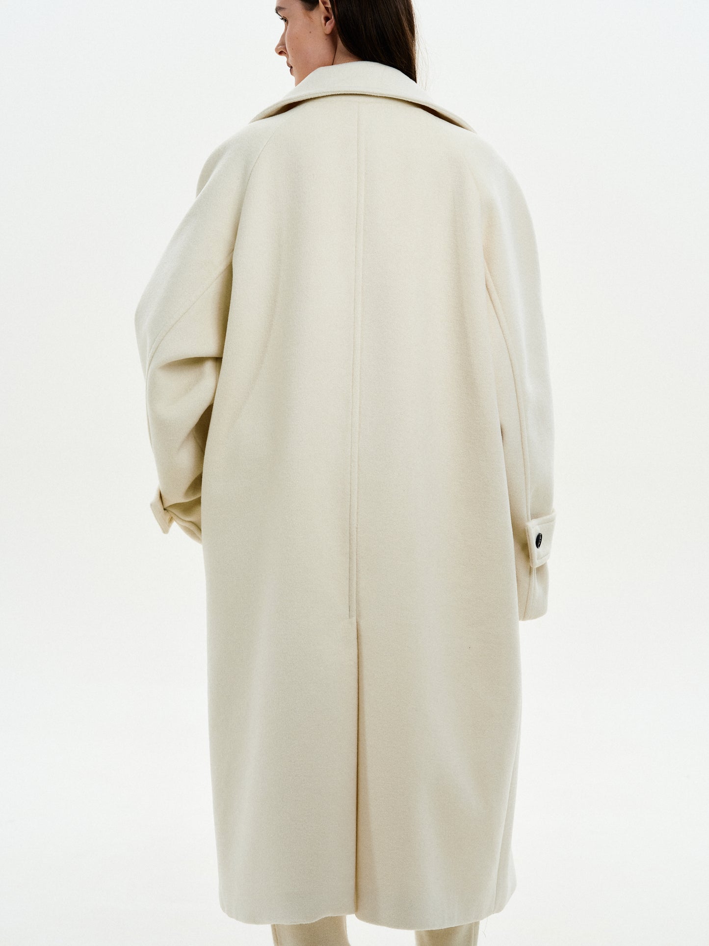 2Way High Neck Collar Coat, Ivory