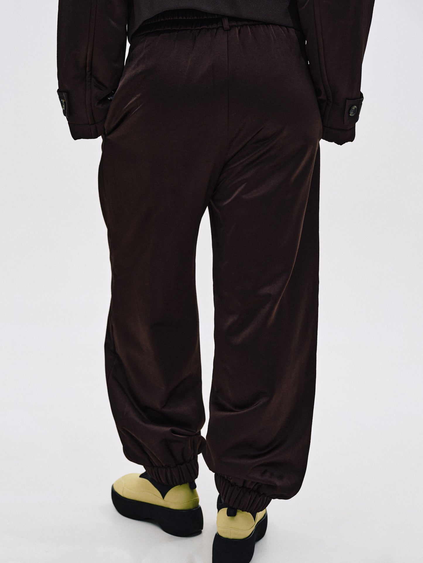 Padded Glossy Trousers, Walnut