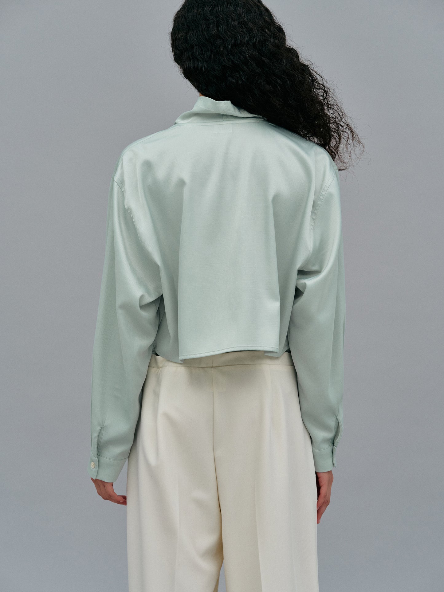 Foldover Button Blouse, Sky Blue