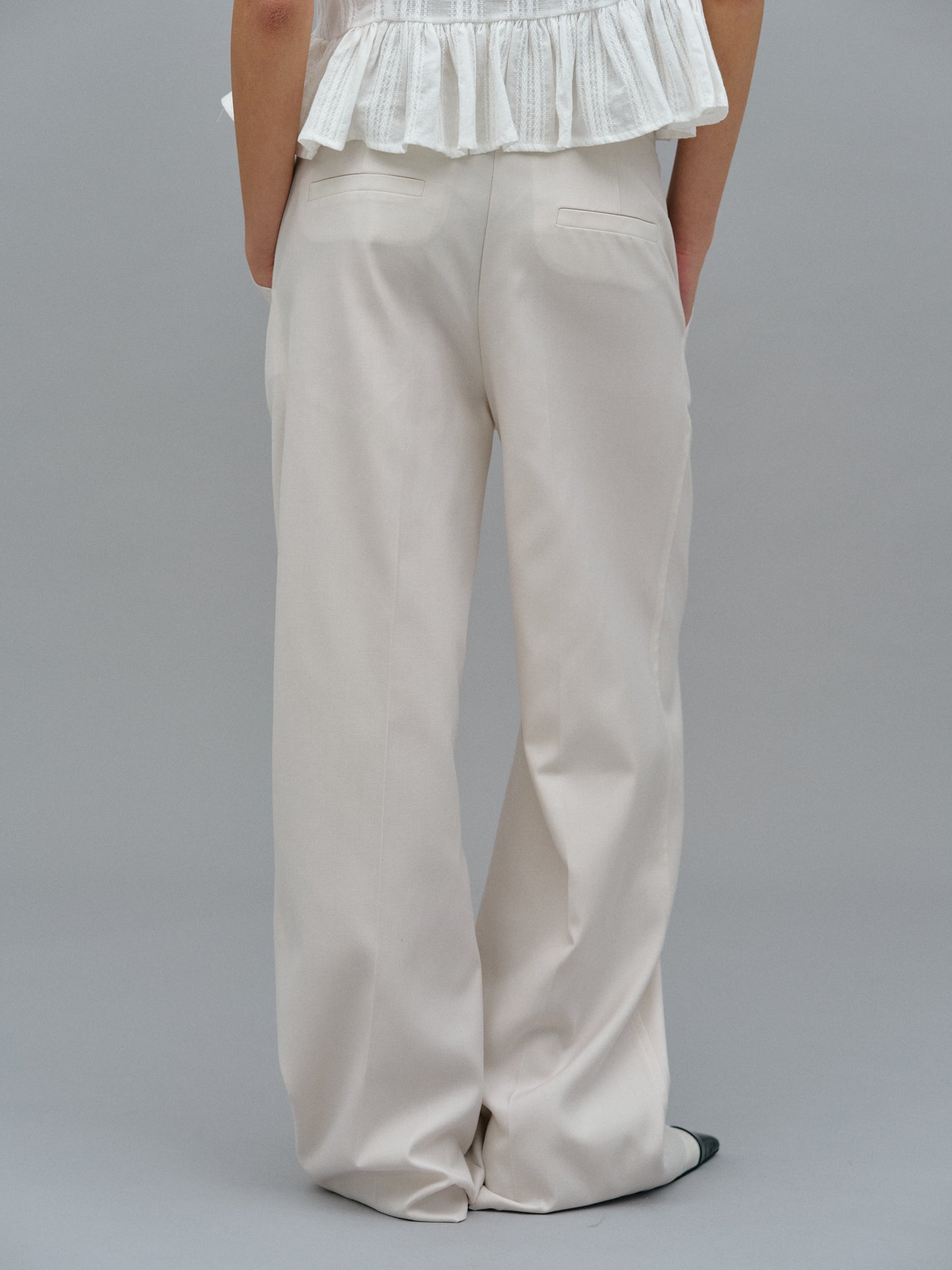 Button Paneled Trousers, Ivory