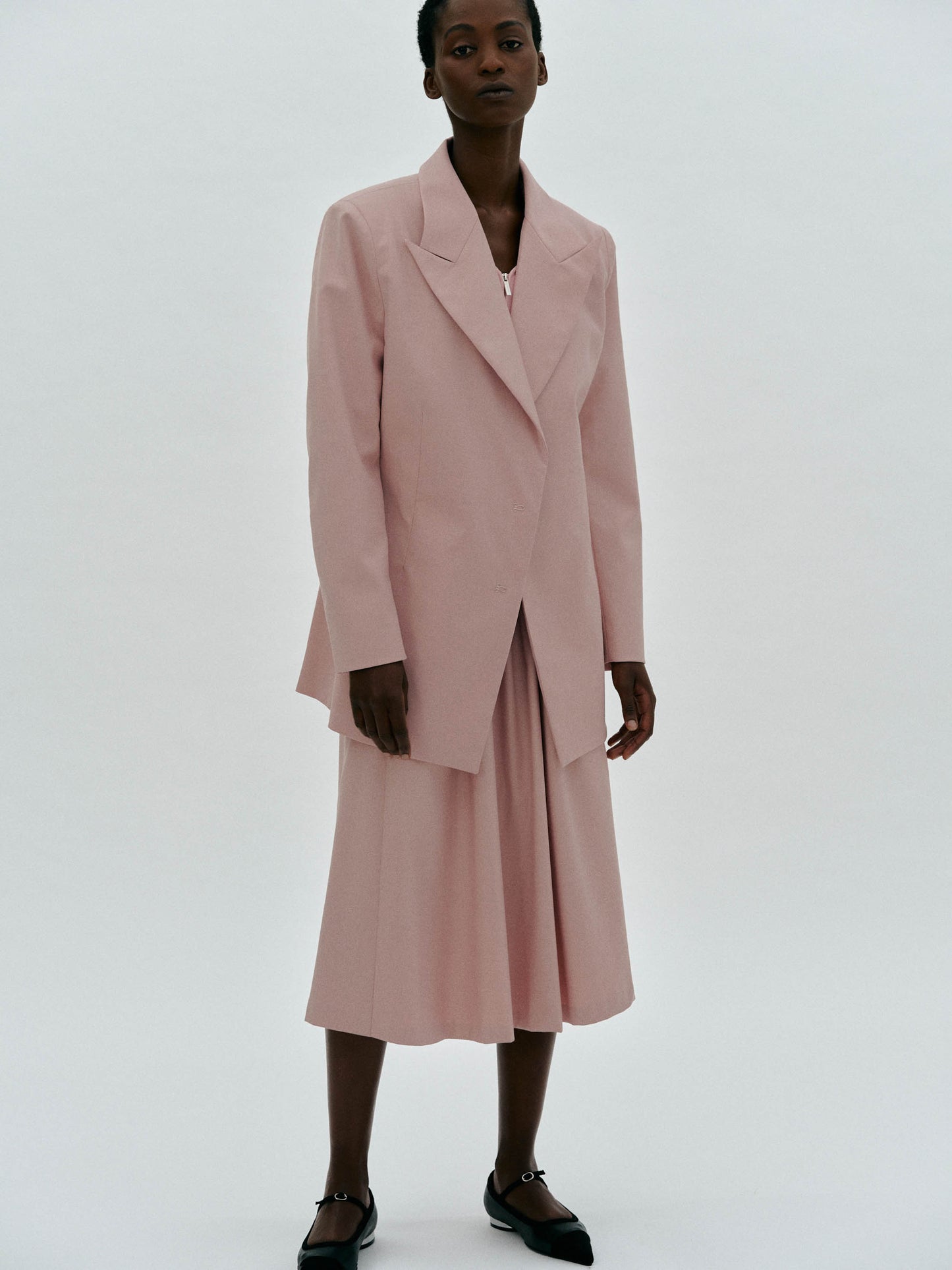 Hook-Eye Suit Blazer, Dusty Pink