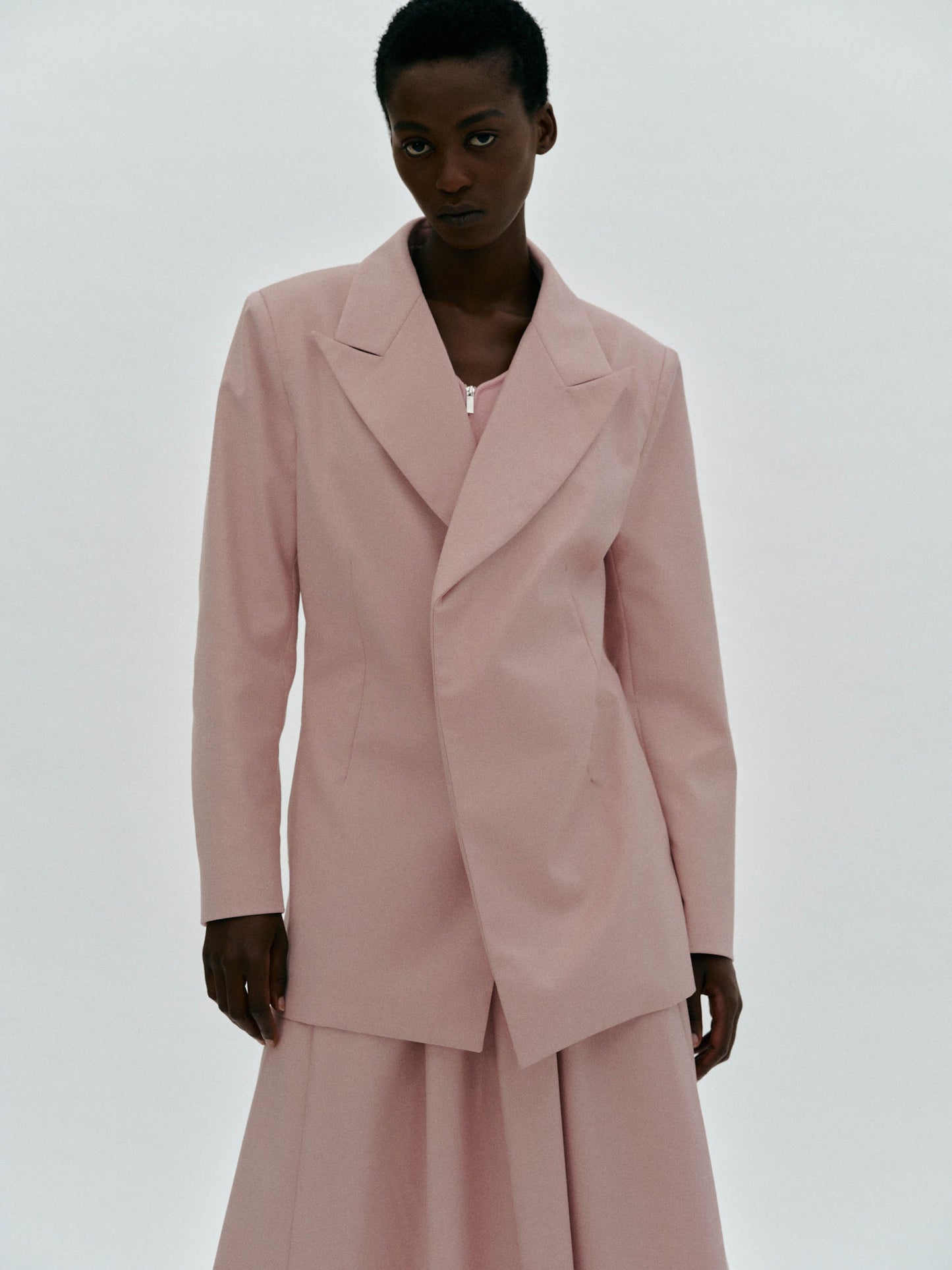 Hook-Eye Suit Blazer, Dusty Pink