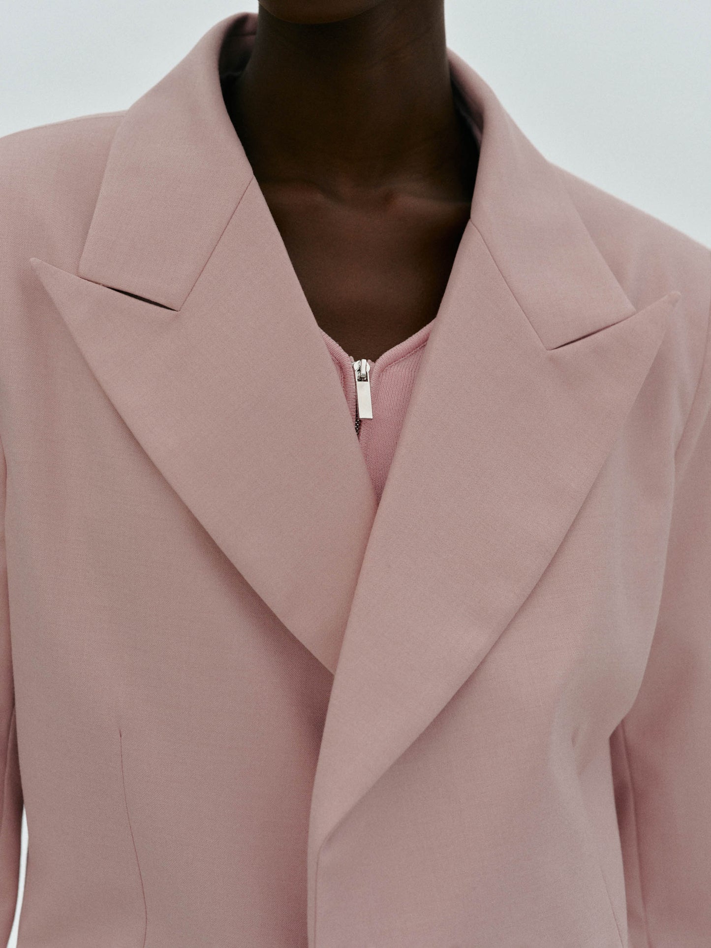 Hook-Eye Suit Blazer, Dusty Pink