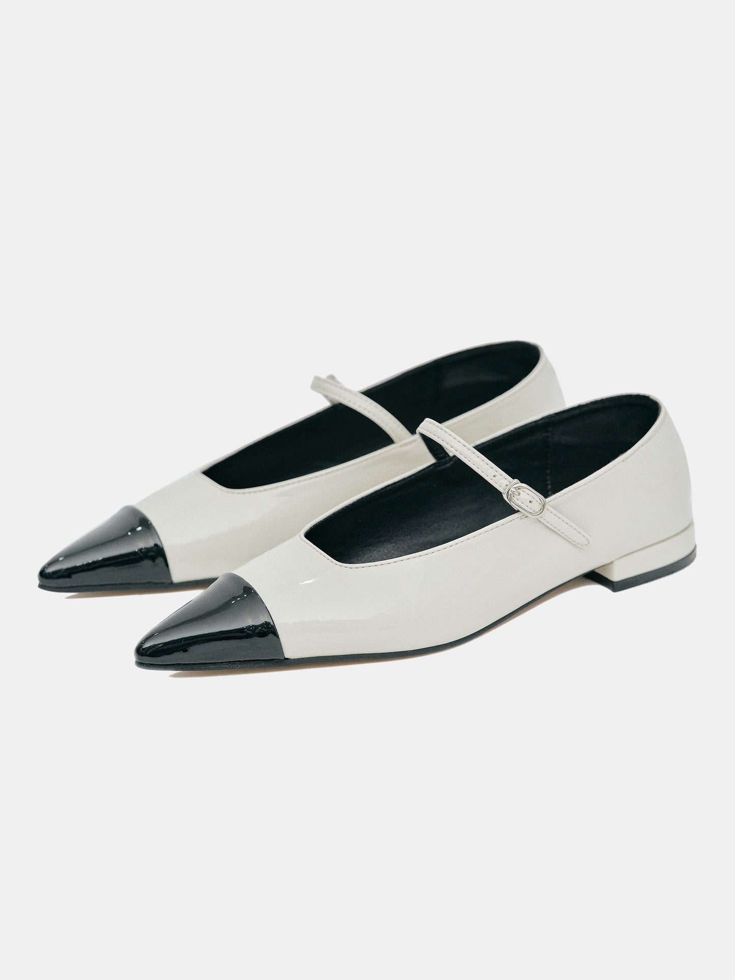 Color Block Patent Ballet Flats, White
