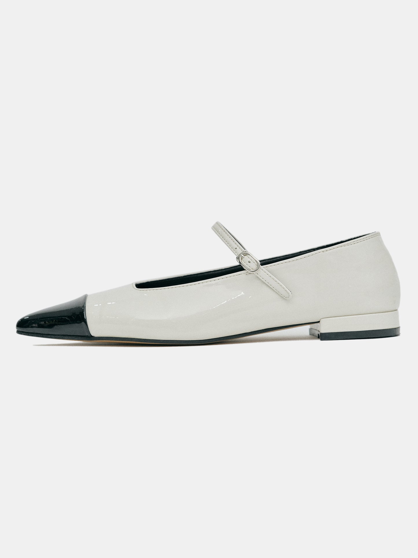 Color Block Patent Ballet Flats, White