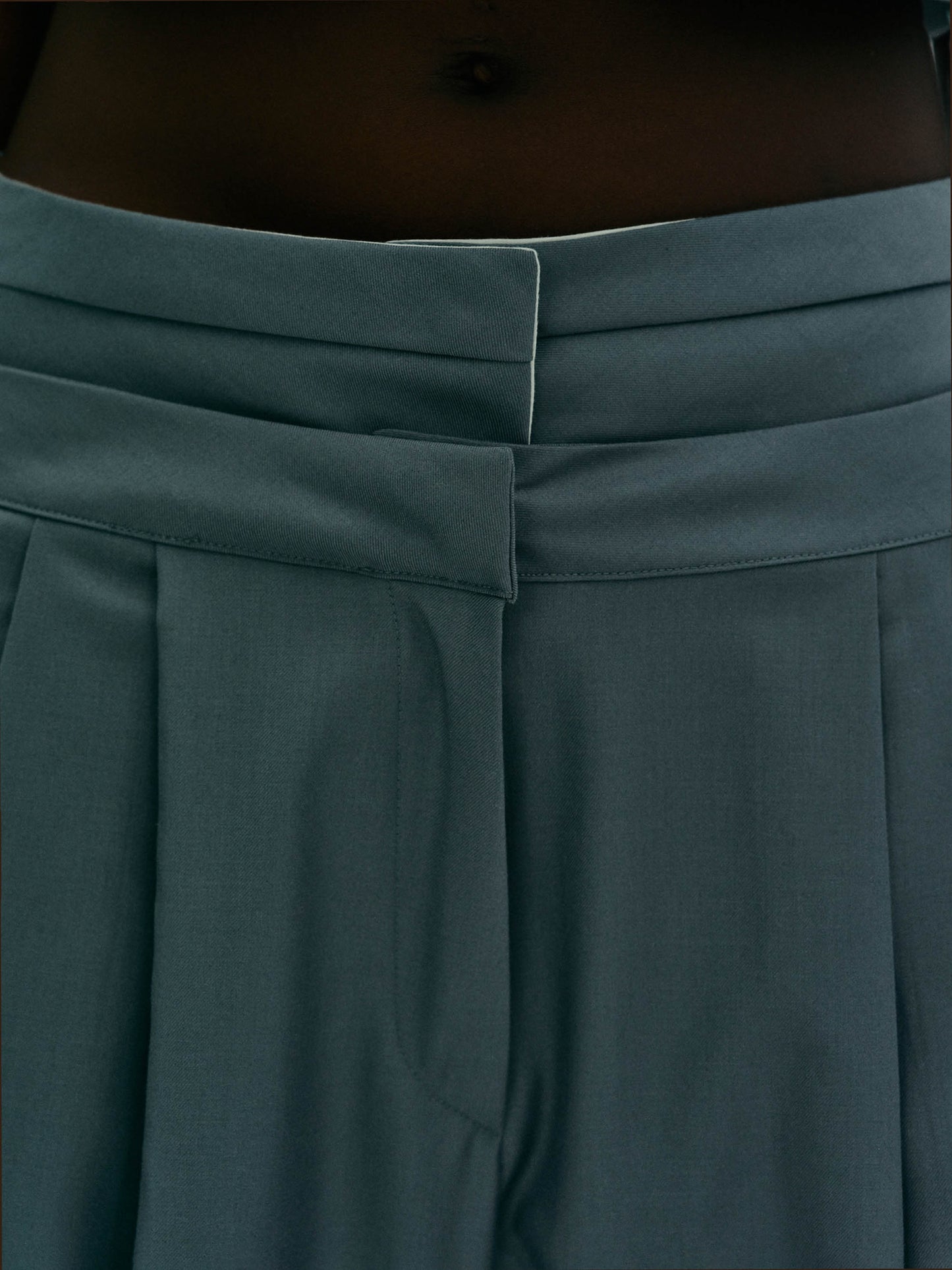 Double Waistline Tailored Pants, Aegean