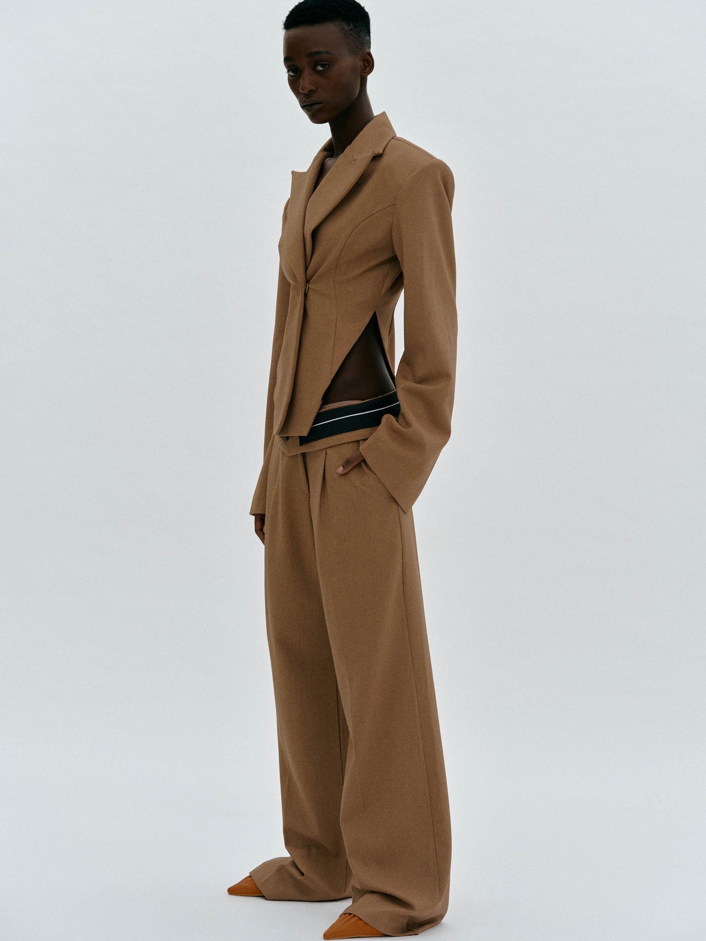 Arched Cut-Out Blazer, Russet