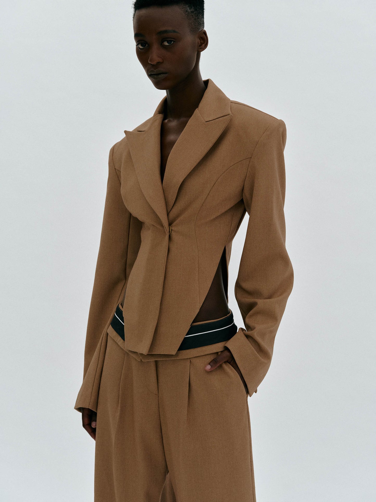 Arched Cut-Out Blazer, Russet