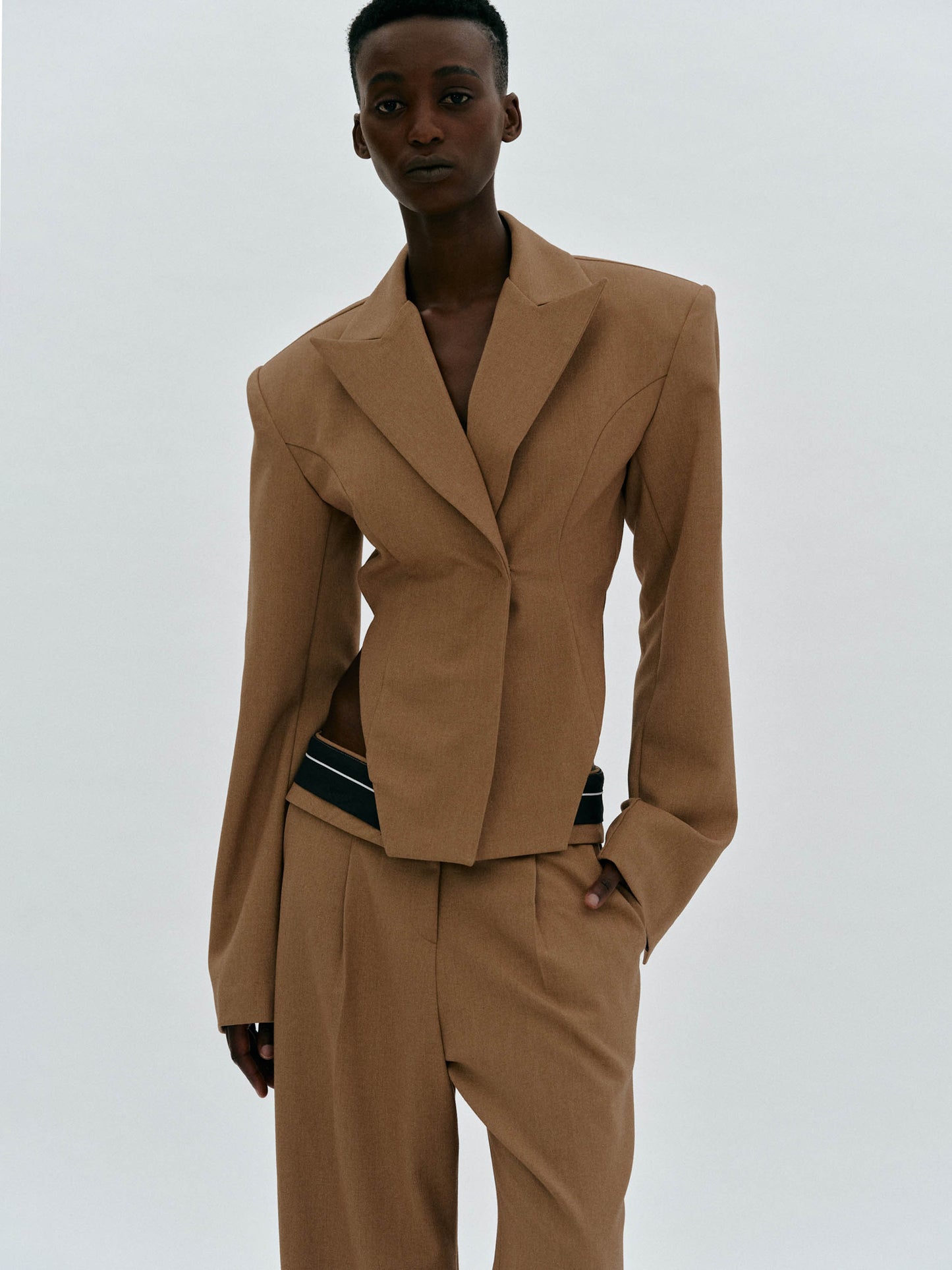 Arched Cut-Out Blazer, Russet