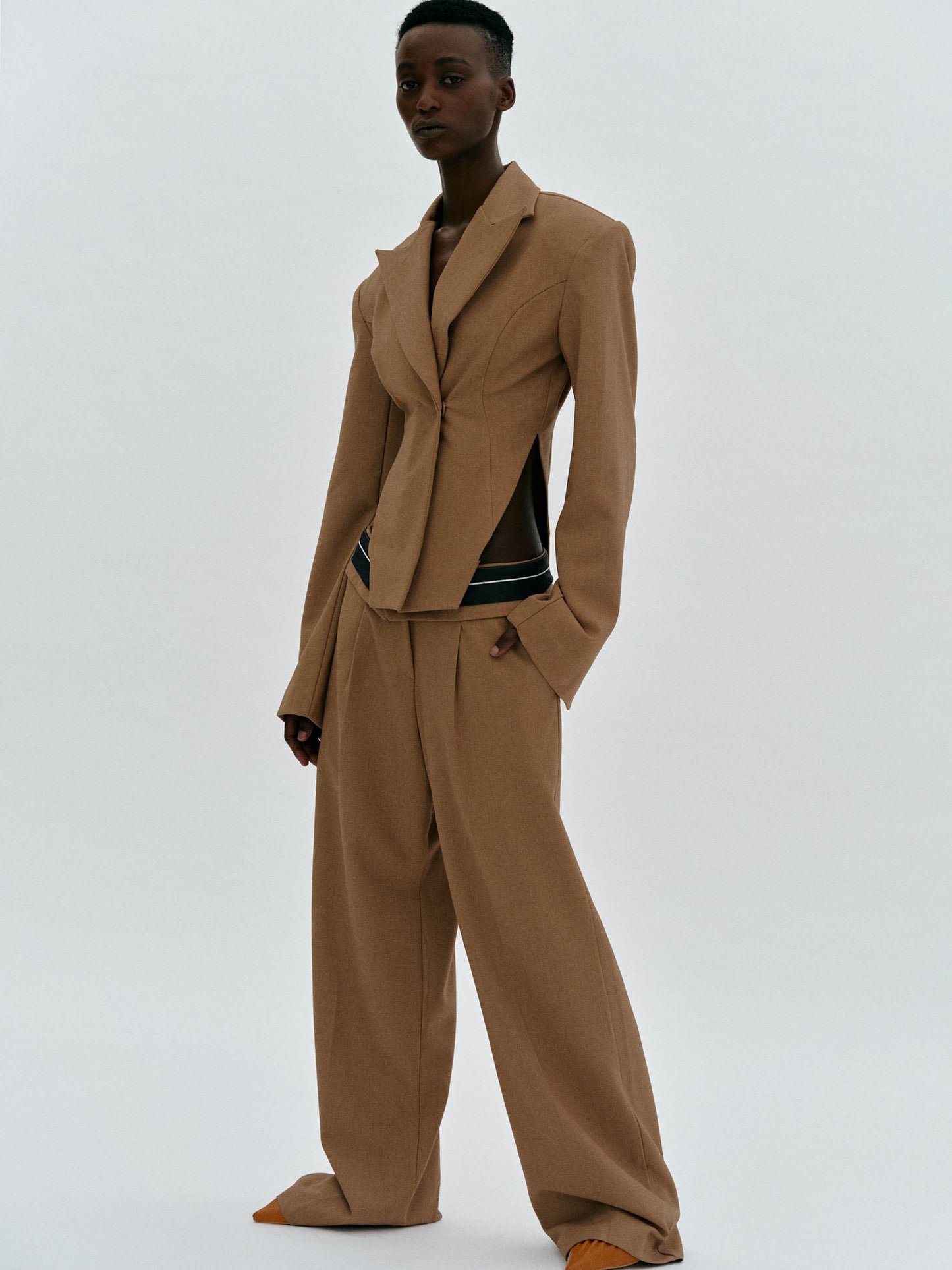 Arched Cut-Out Blazer, Russet