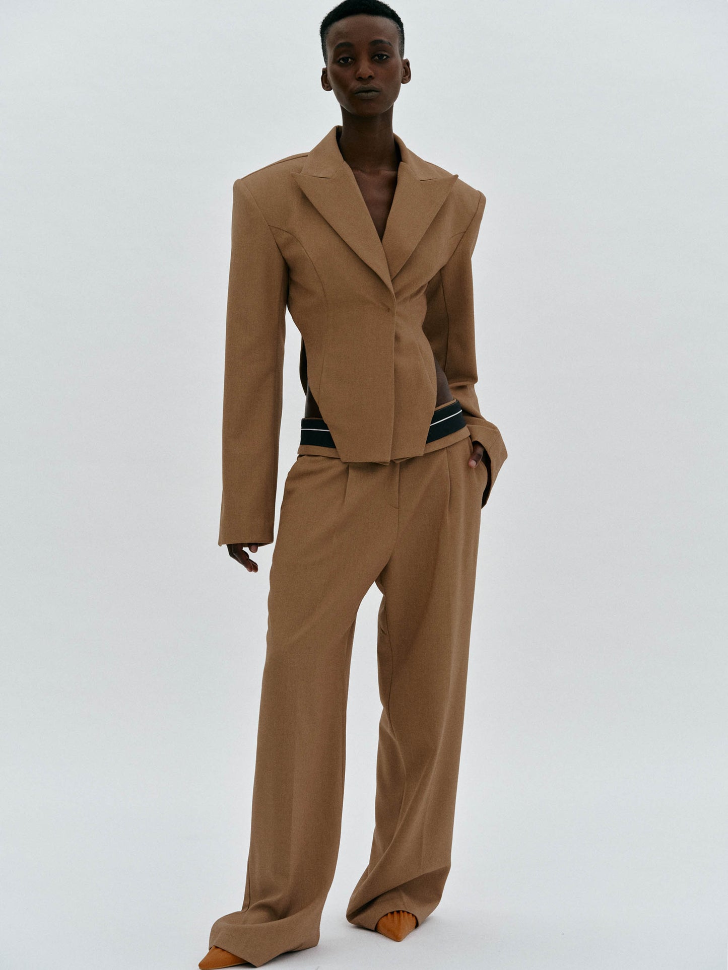 Arched Cut-Out Blazer, Russet