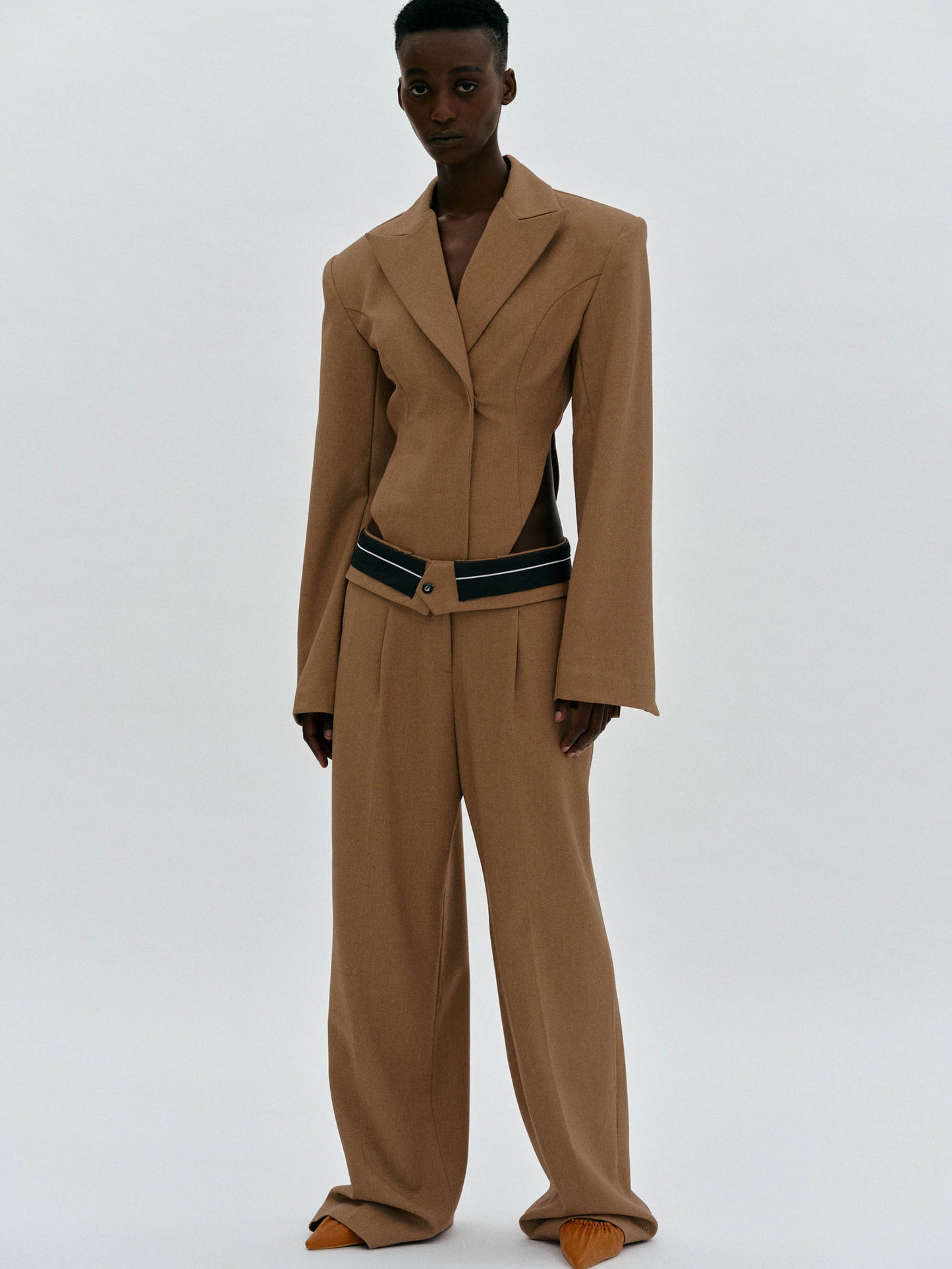 Reversed Waistband Suit Trousers, Russet