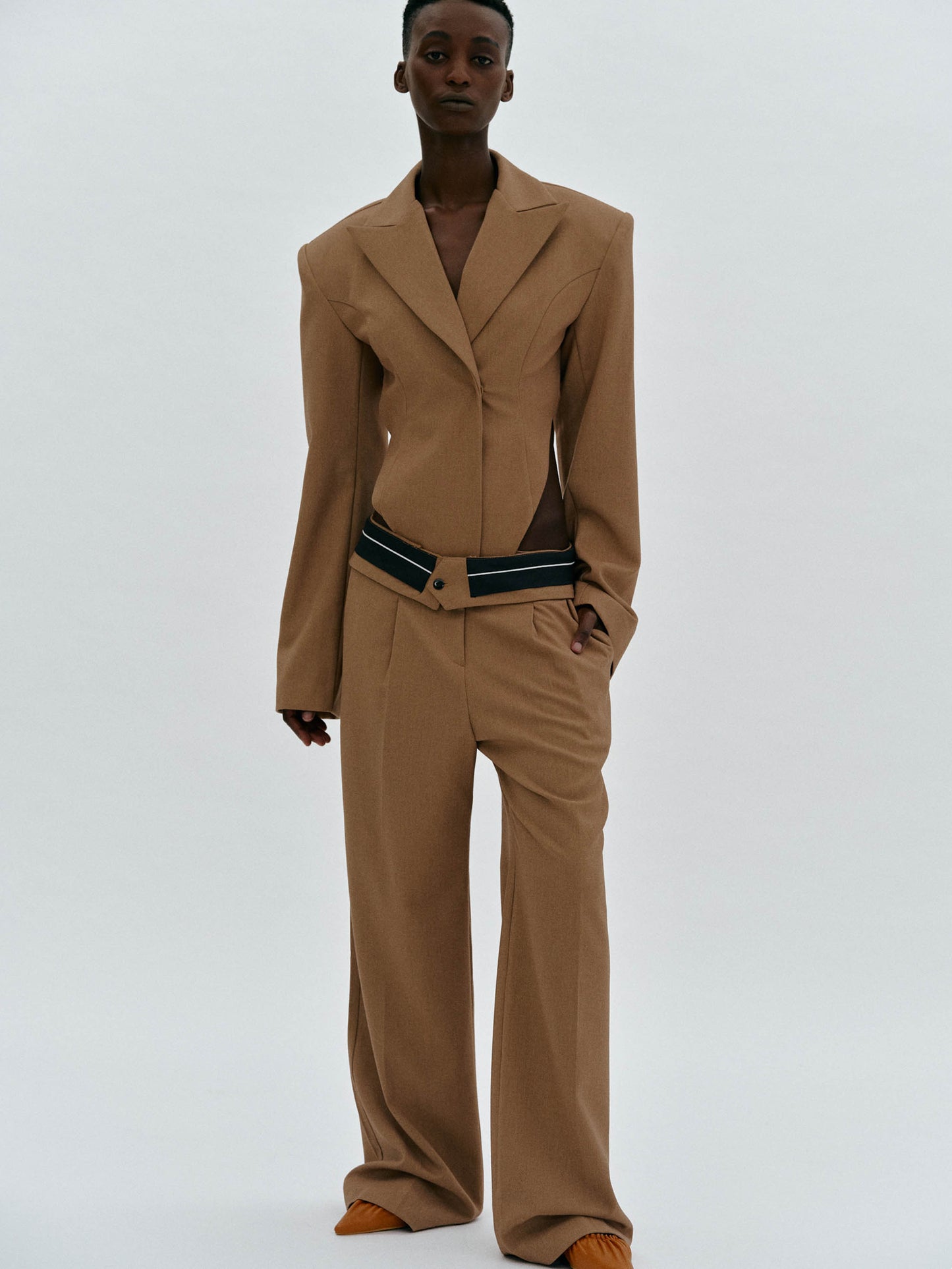 Reversed Waistband Suit Trousers, Russet