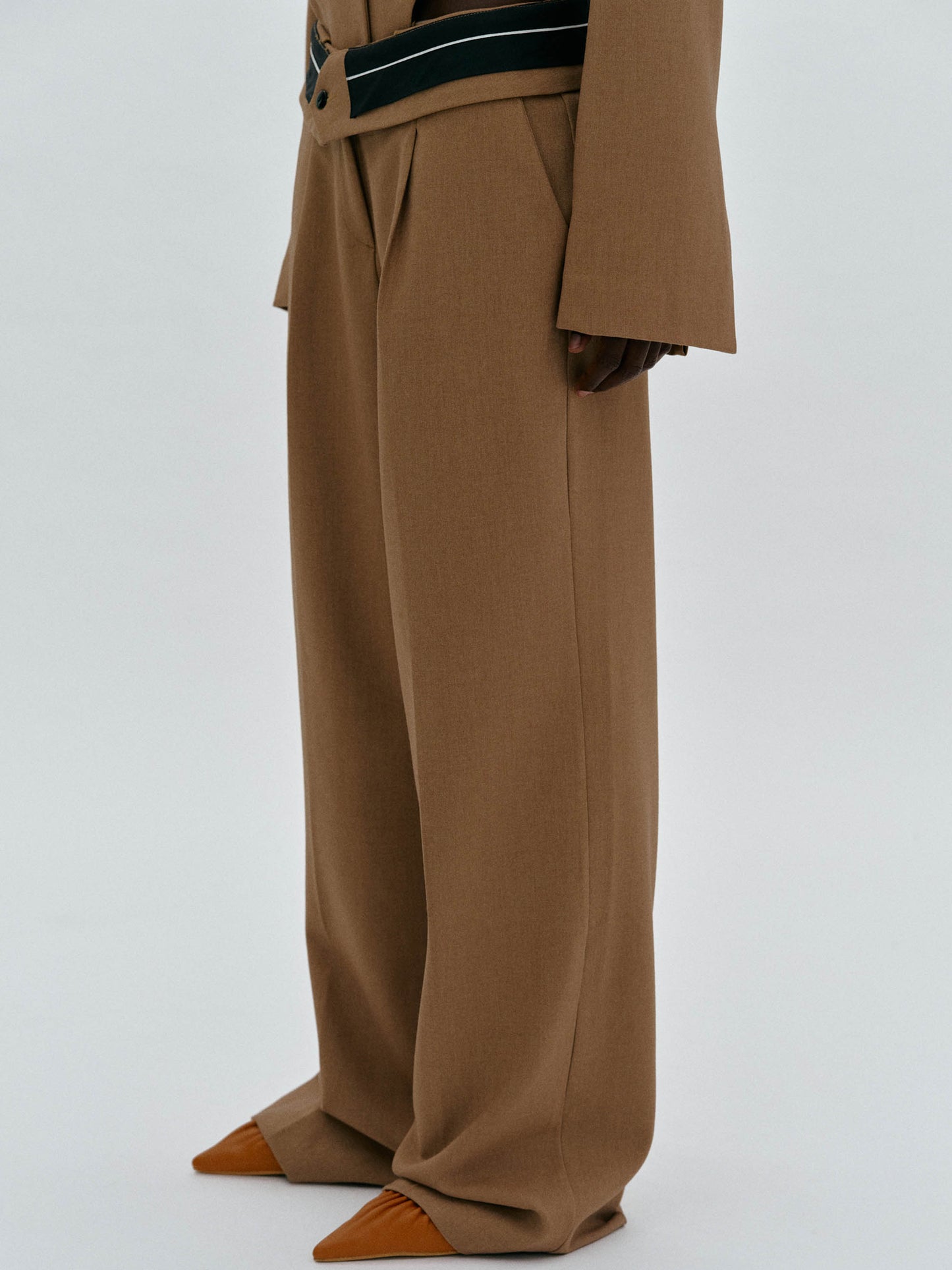 Reversed Waistband Suit Trousers, Russet