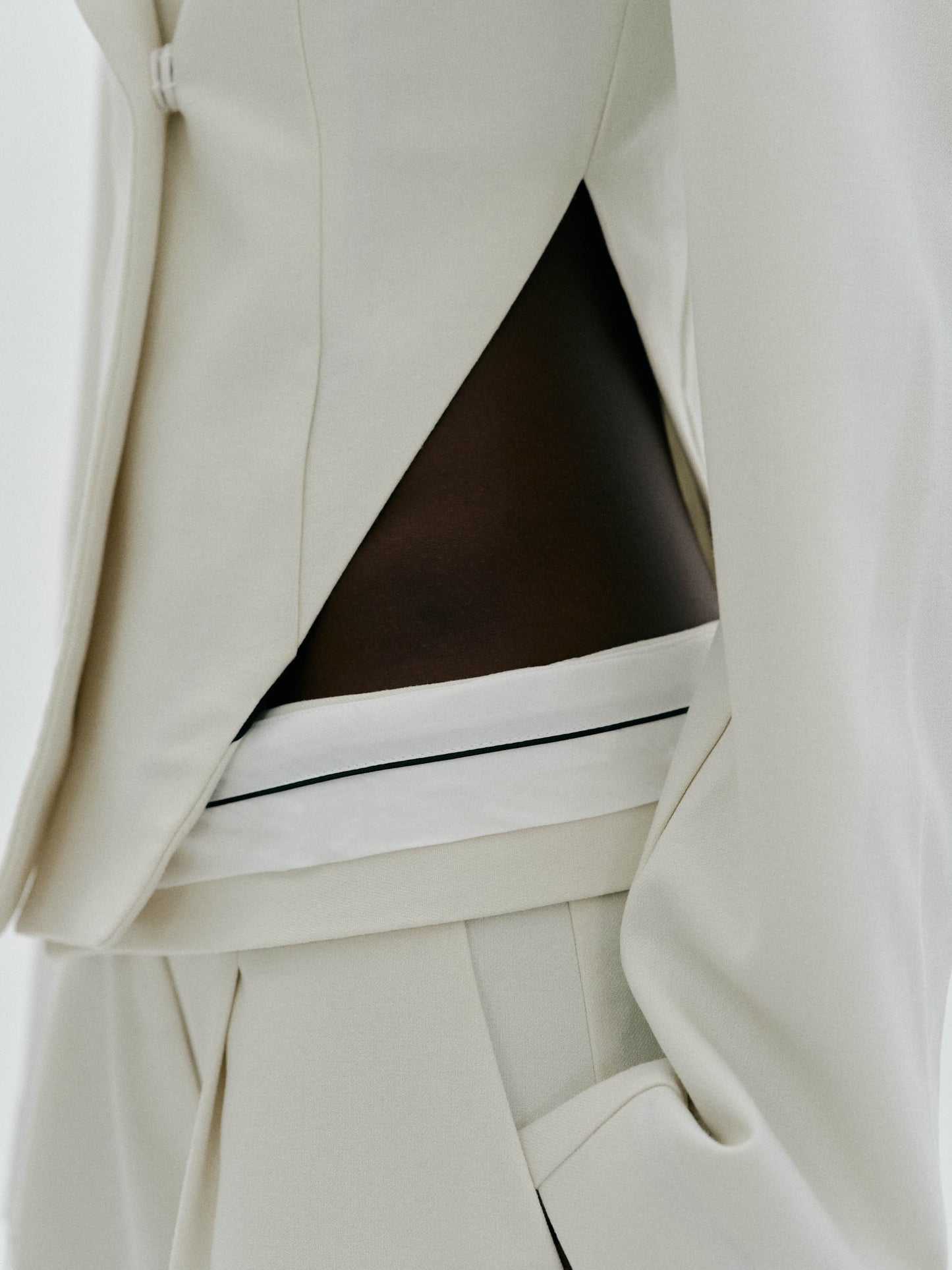 Arched Cut-Out Blazer, Alabaster