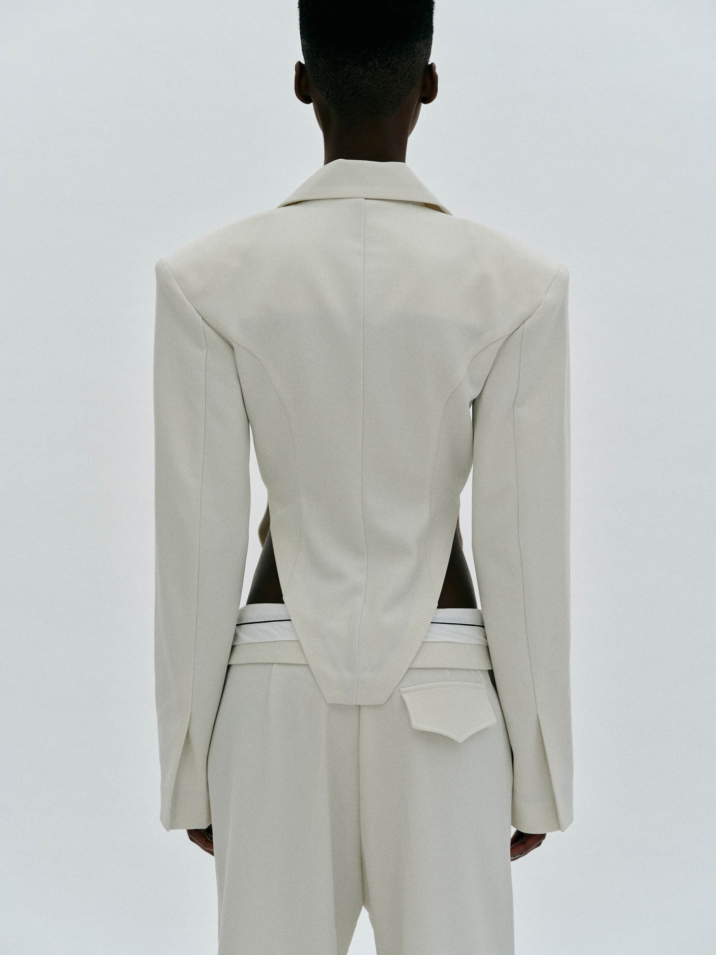 Arched Cut-Out Blazer, Alabaster