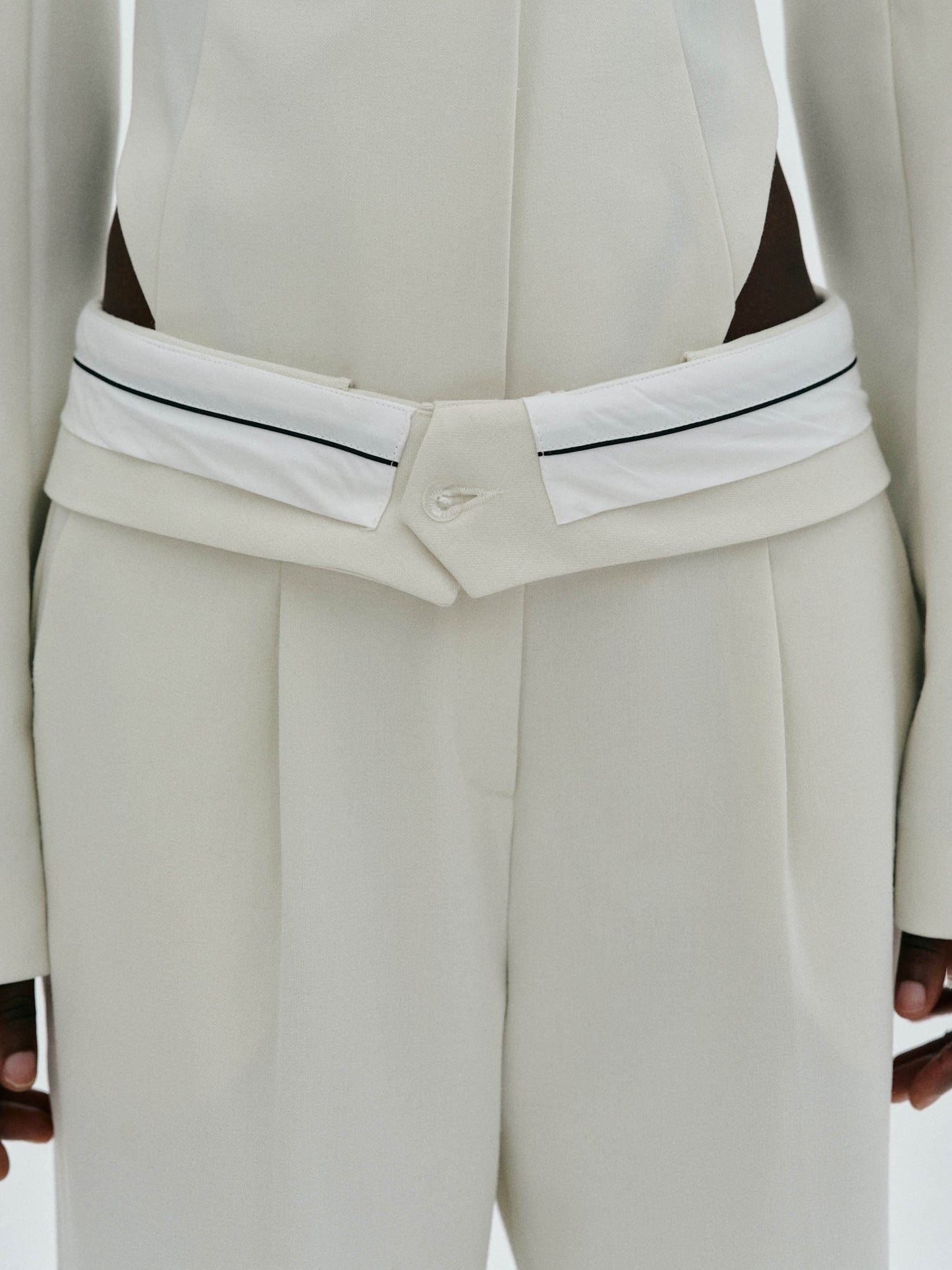 Reversed Waistband Suit Trousers, Alabaster