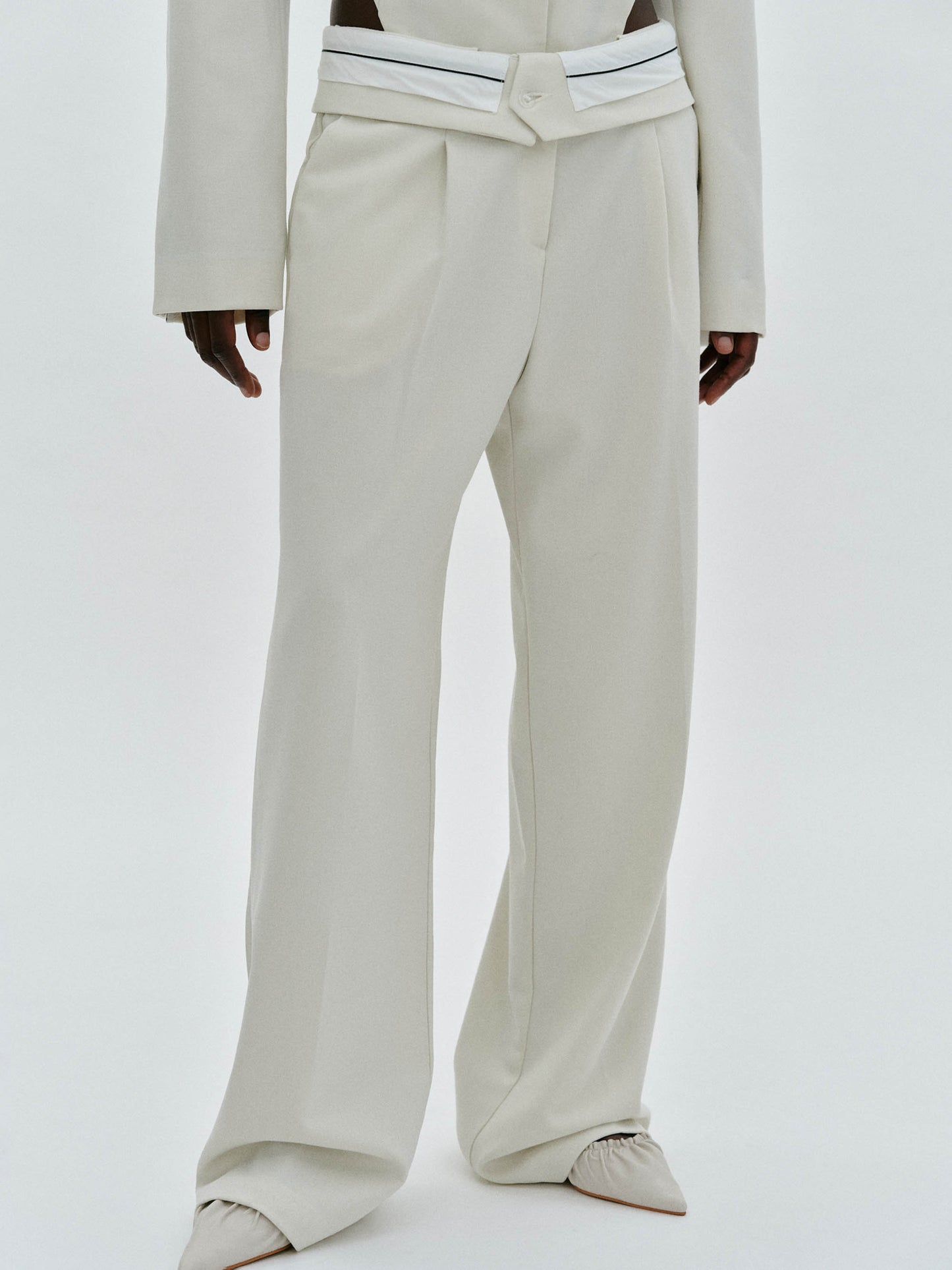 Reversed Waistband Suit Trousers, Alabaster