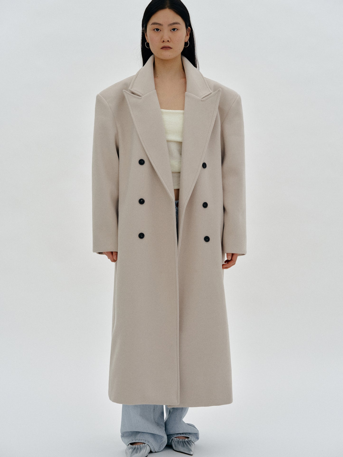 (Pre-order) Wallis Oversized Grandpa Coat, Beige