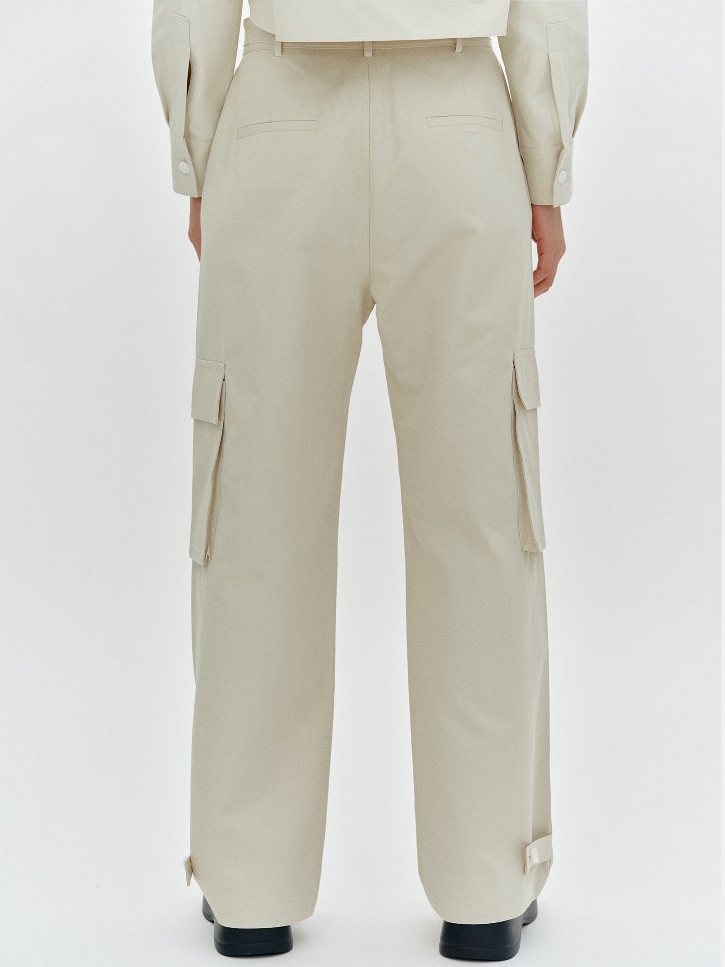 Belted Cargo Trousers, Beige
