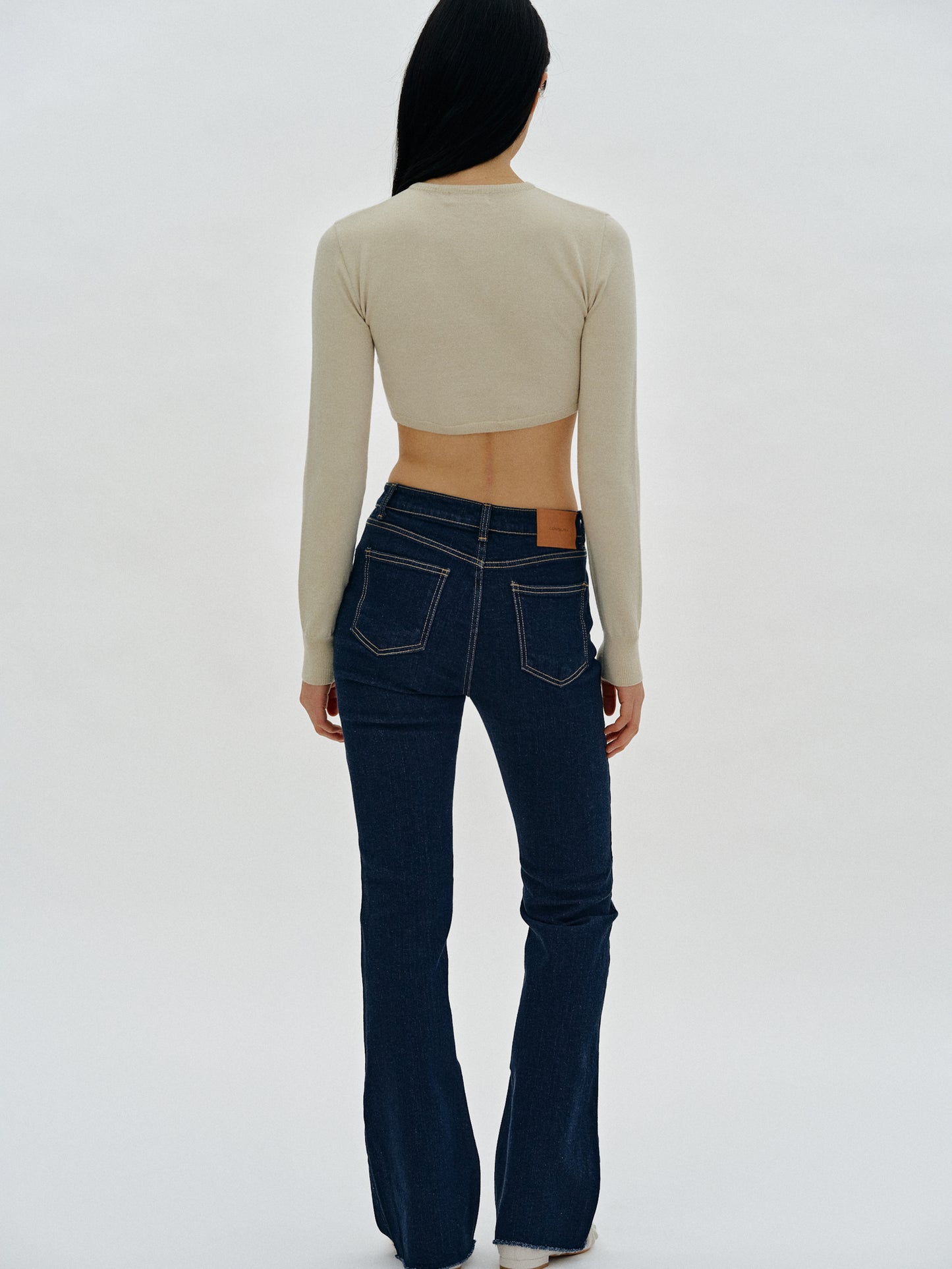 Cropped Modal Knit, Beige