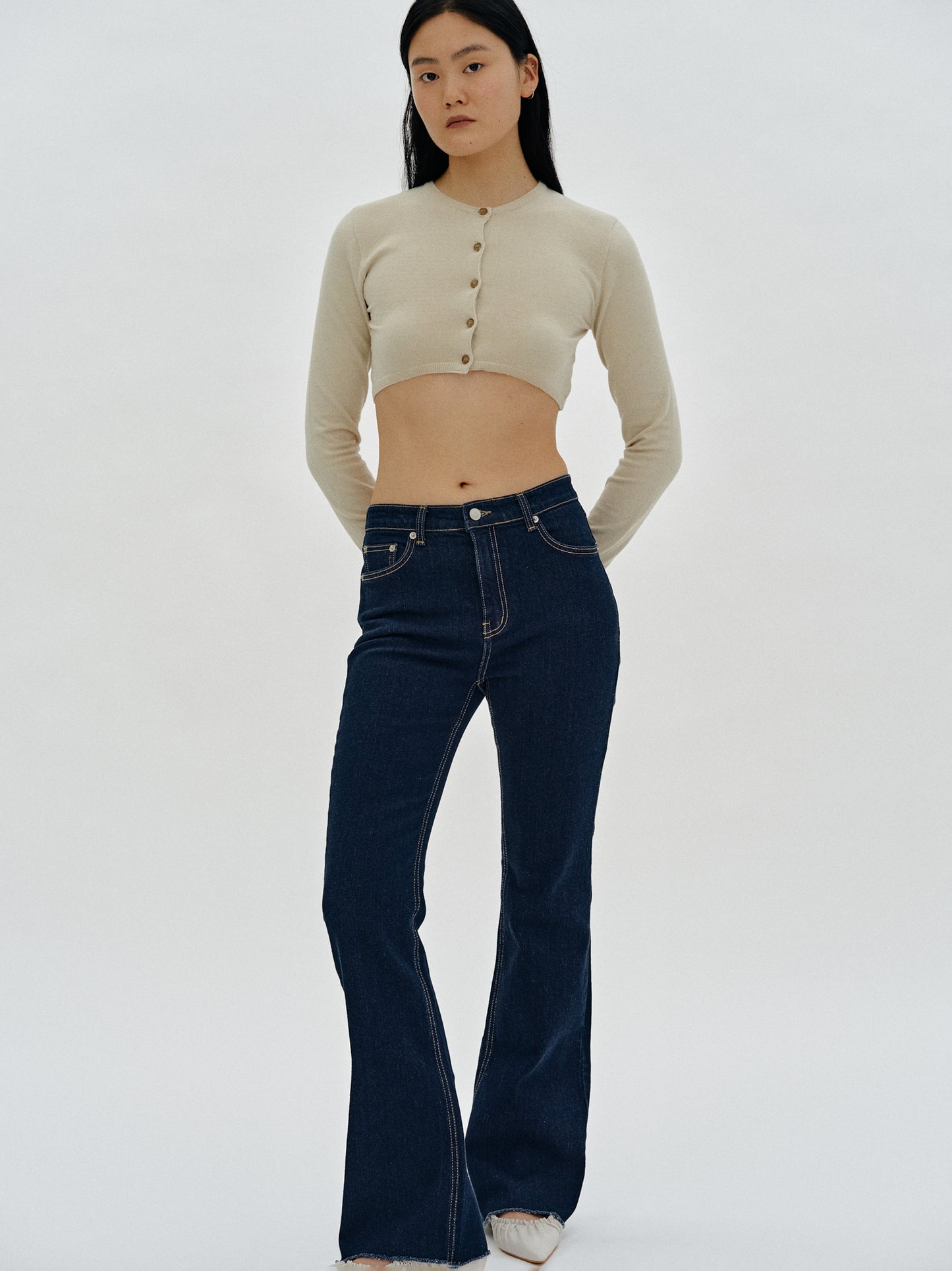 Cropped Modal Knit, Beige