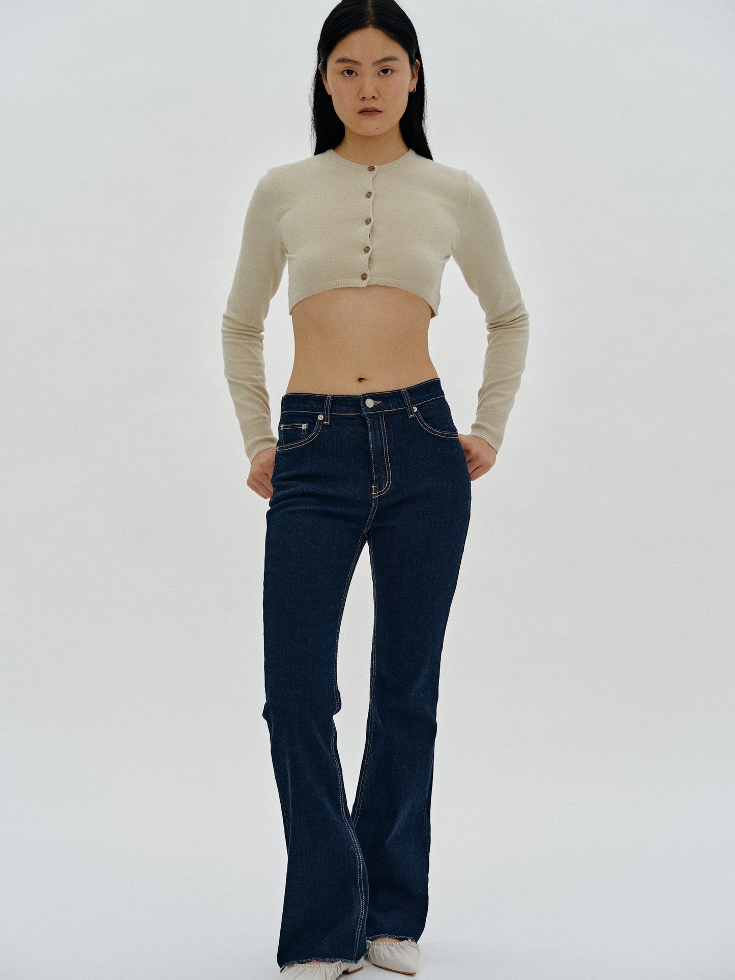 Cropped Modal Knit, Beige