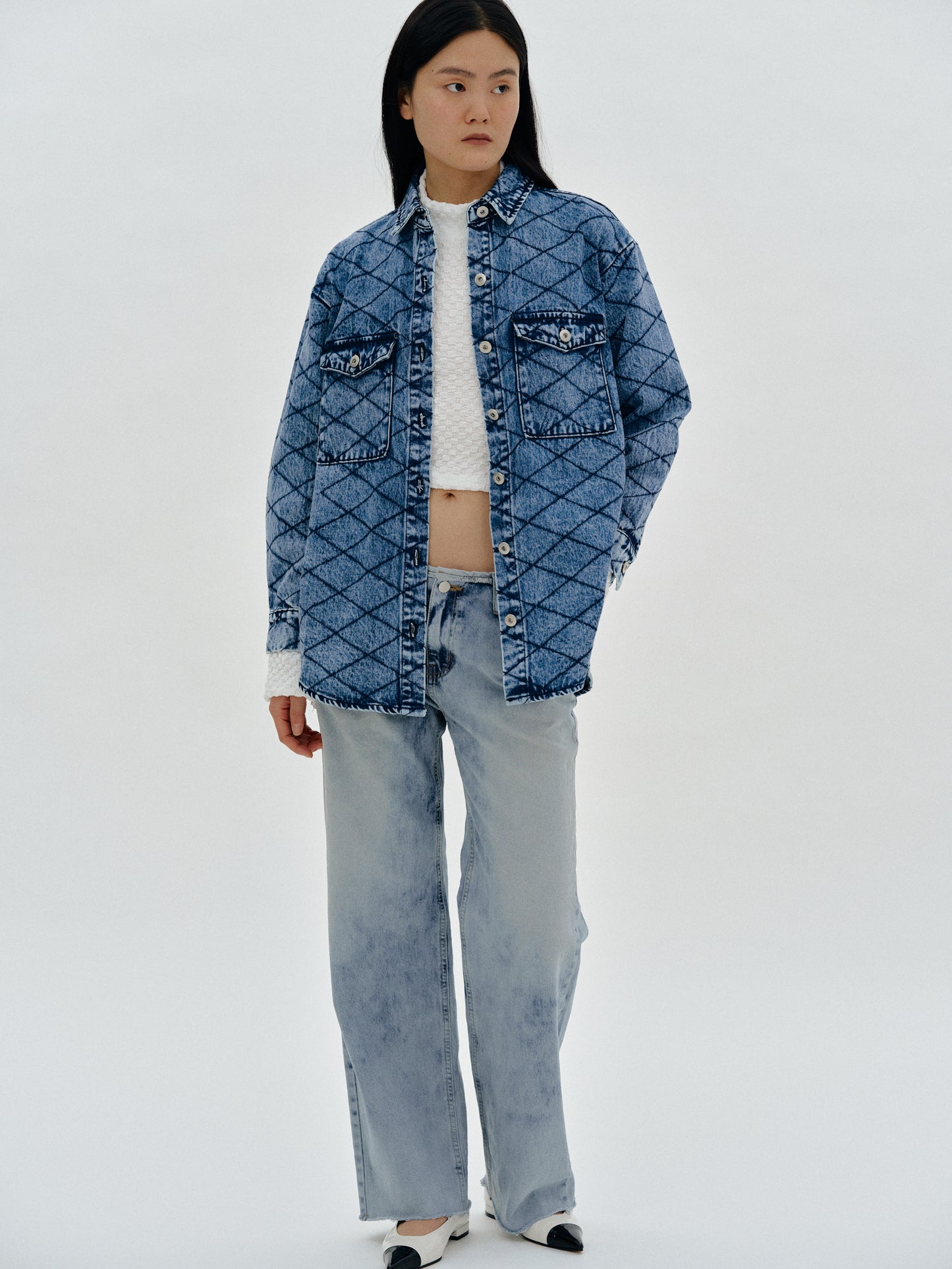 Acid Wash Denim Shirt, Medium Blue