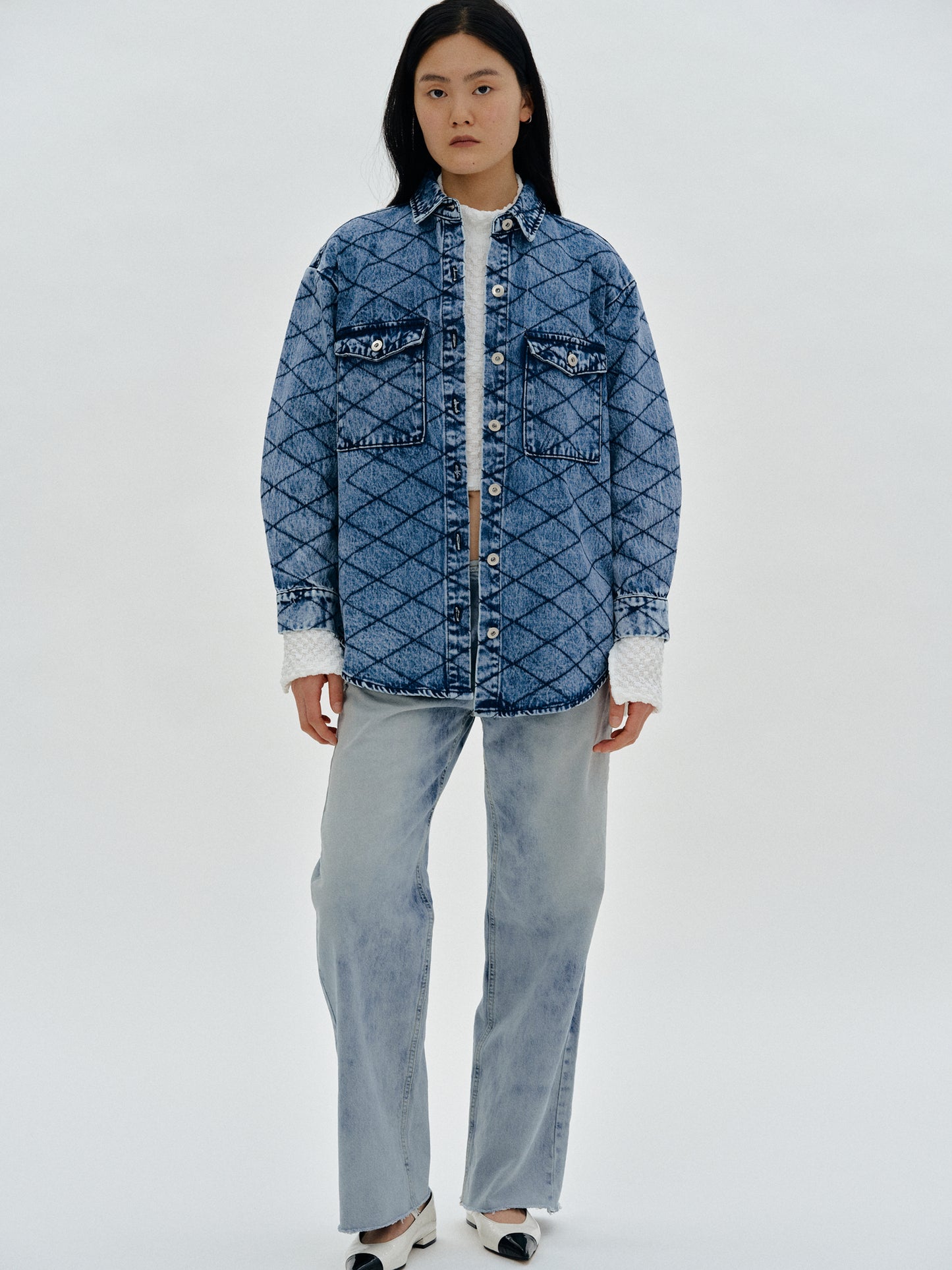 Acid Wash Denim Shirt, Medium Blue