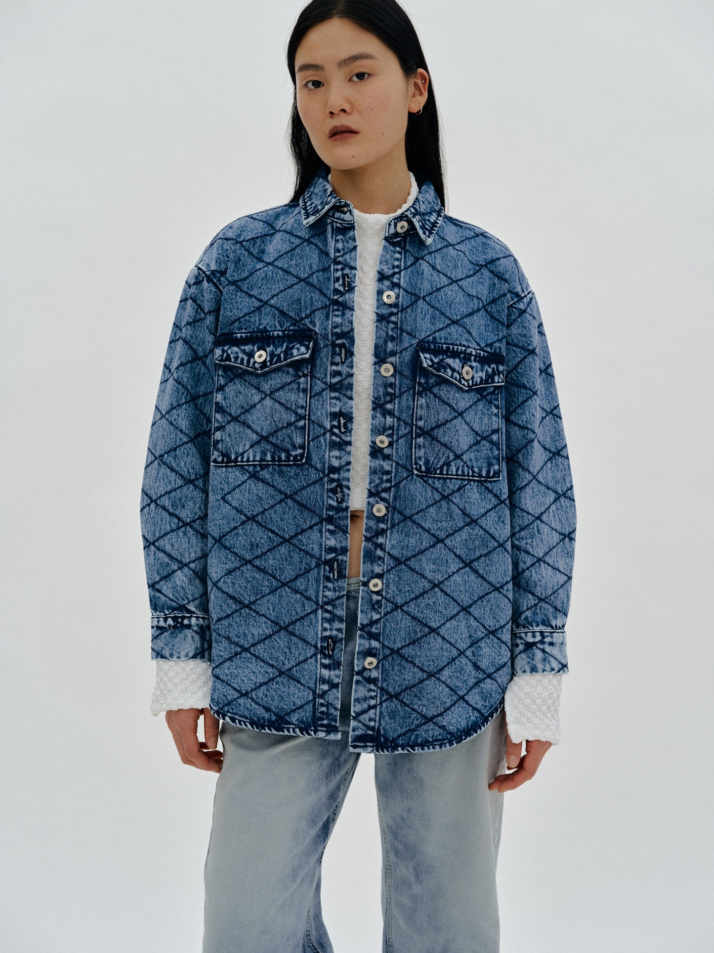 Acid Wash Denim Shirt, Medium Blue