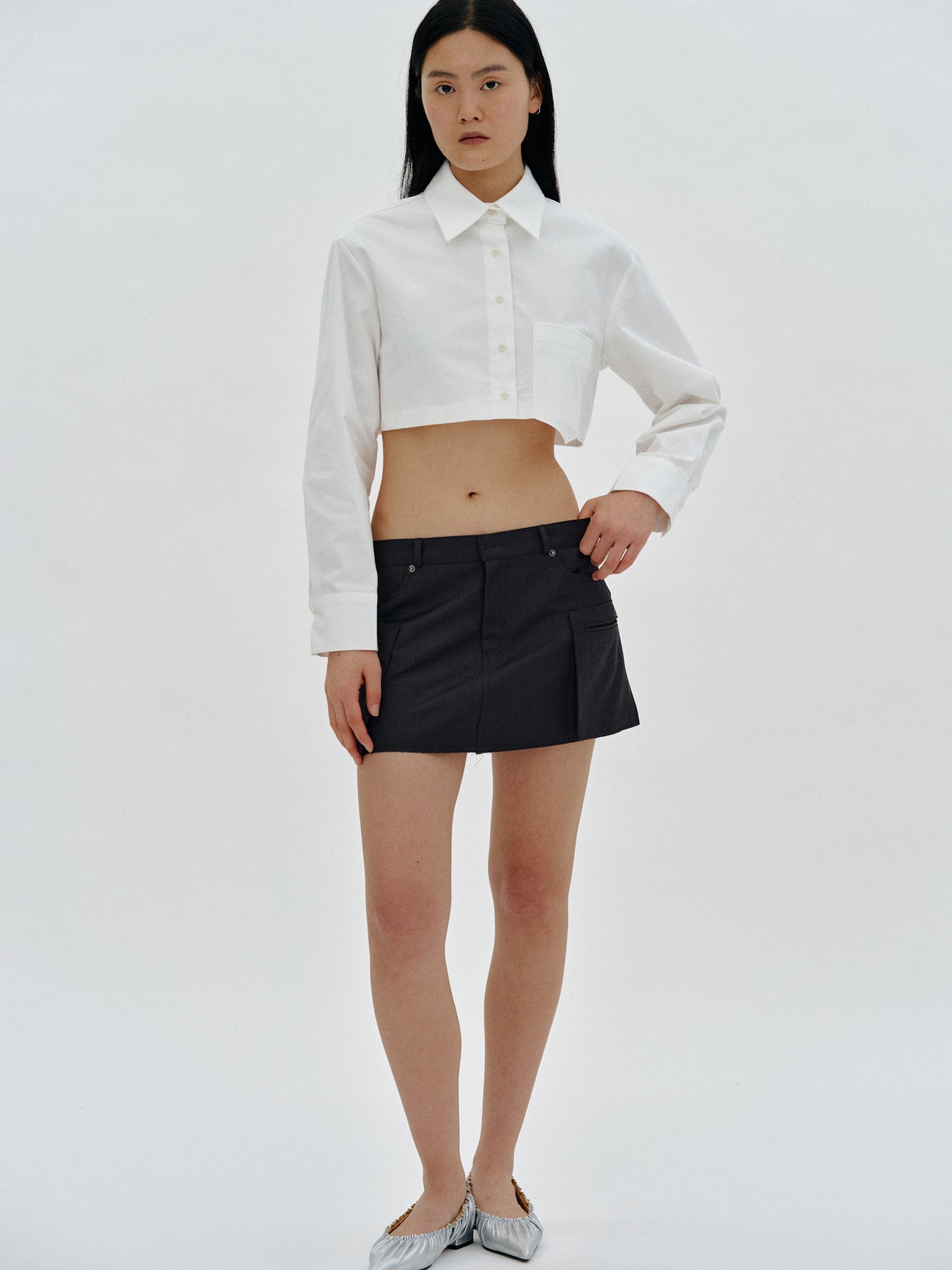 Welt Pocket Cargo Skirt, Dark Charcoal