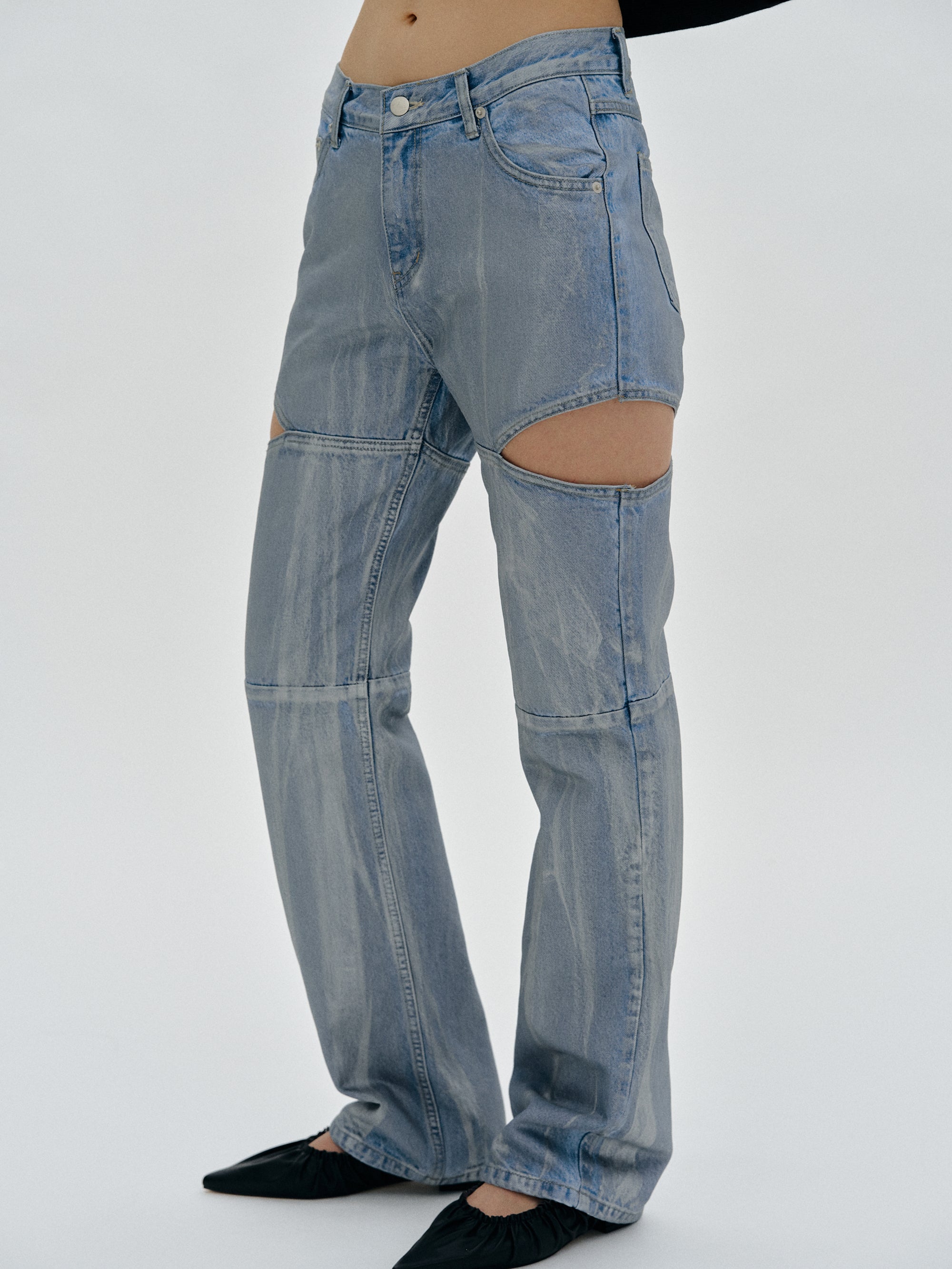 Exaggerated Wide-Leg Jeans, Blue