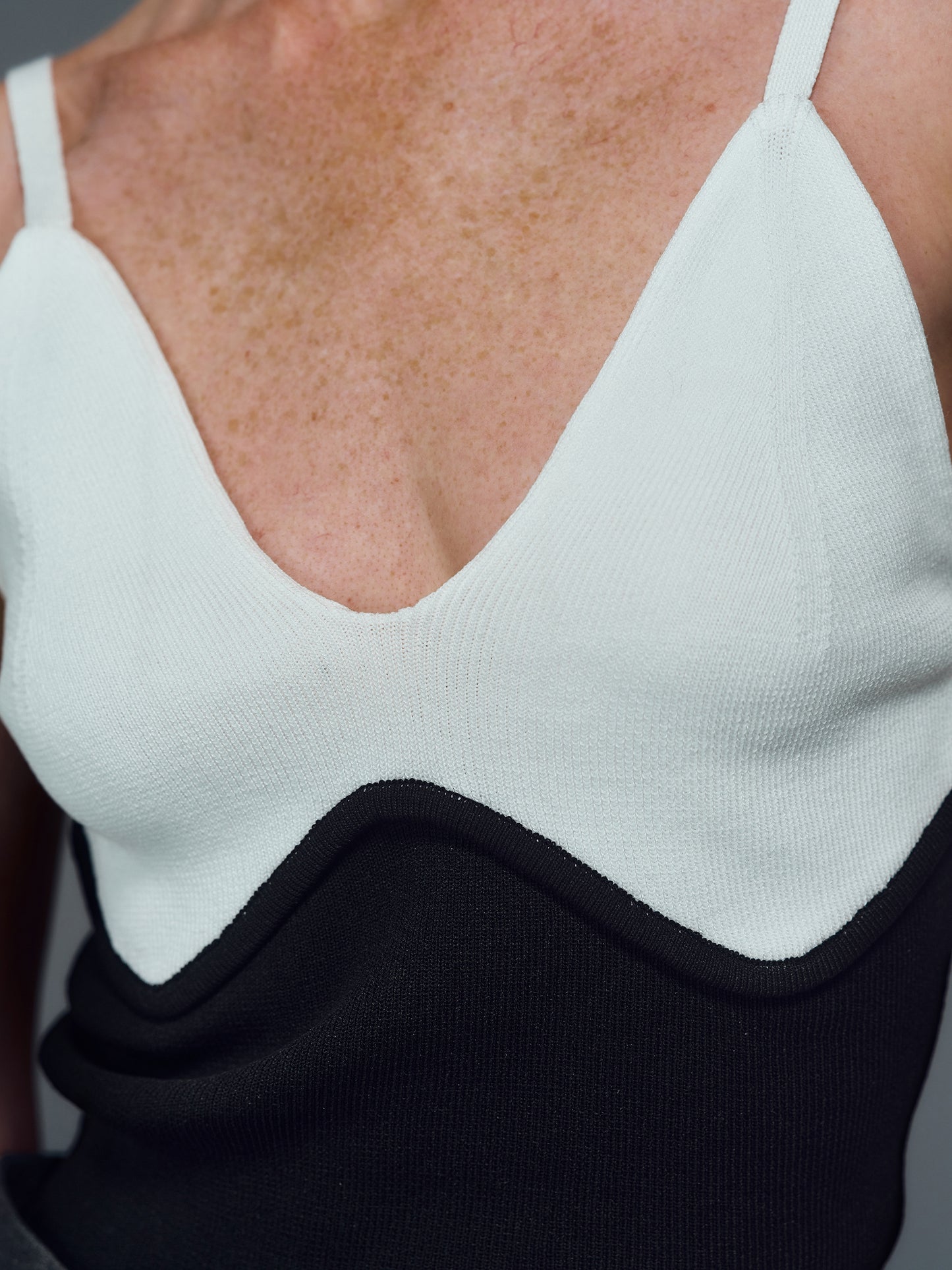 Heart Shaped Knit Top, Ivory & Black