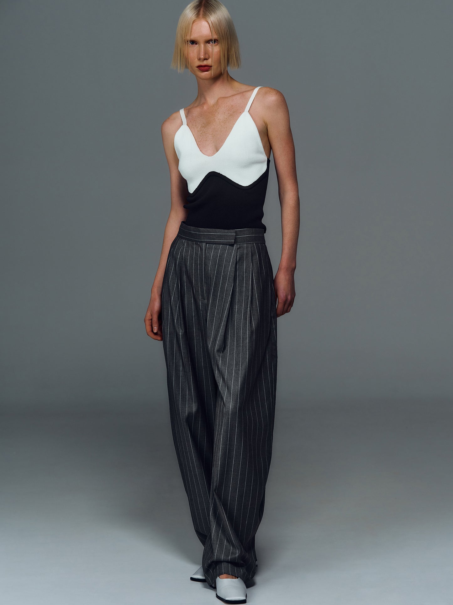 Heart Shaped Knit Top, Ivory & Black