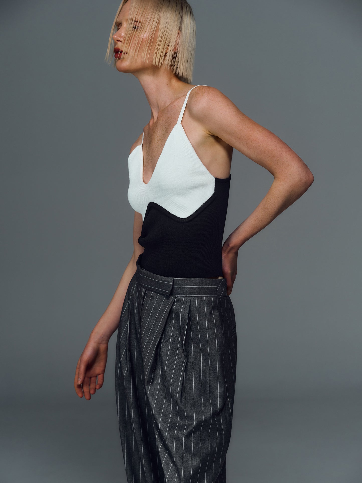 Heart Shaped Knit Top, Ivory & Black