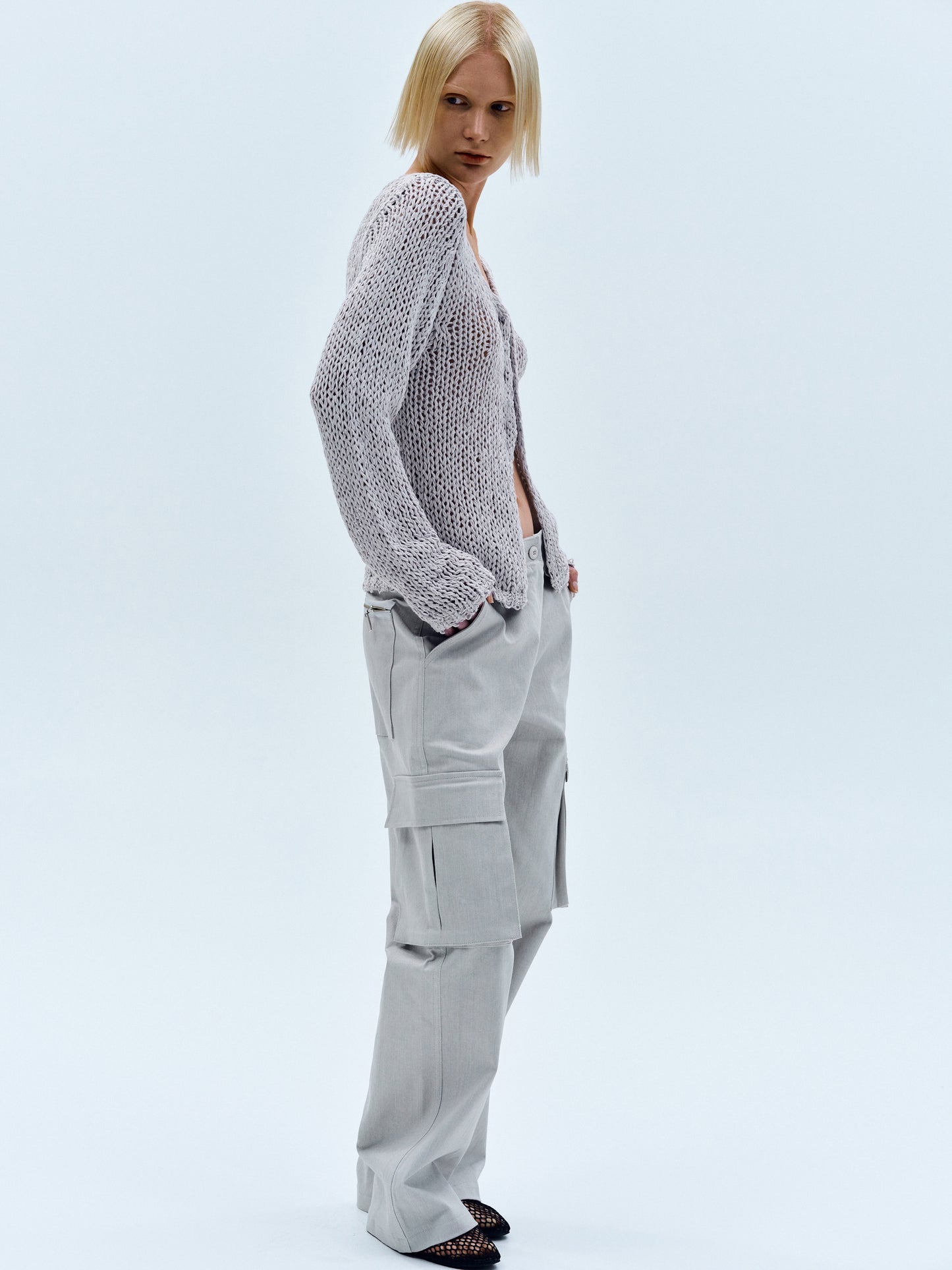 Rigid Pocket Cargo Pants, Cloud Grey