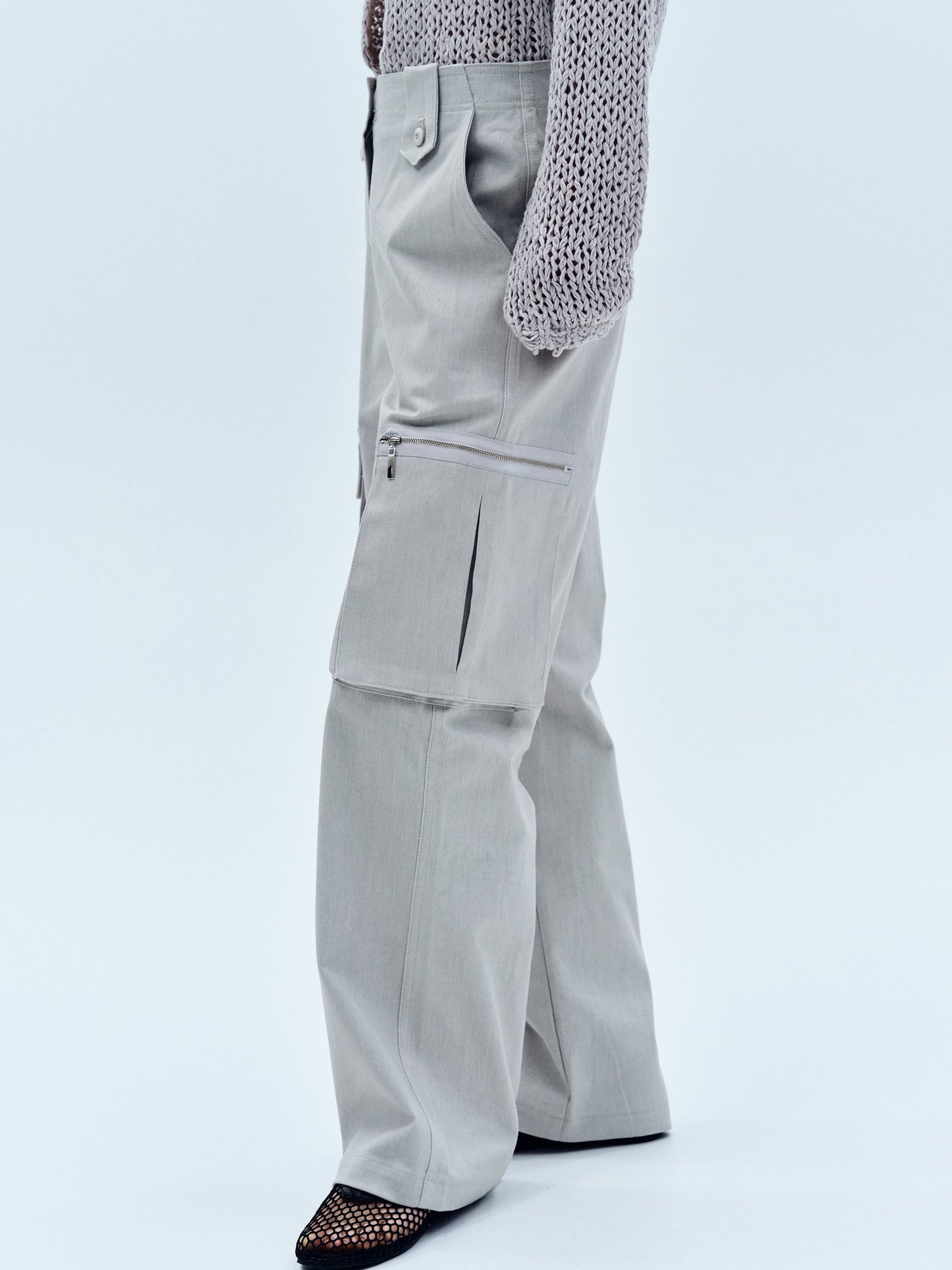 Rigid Pocket Cargo Pants, Cloud Grey