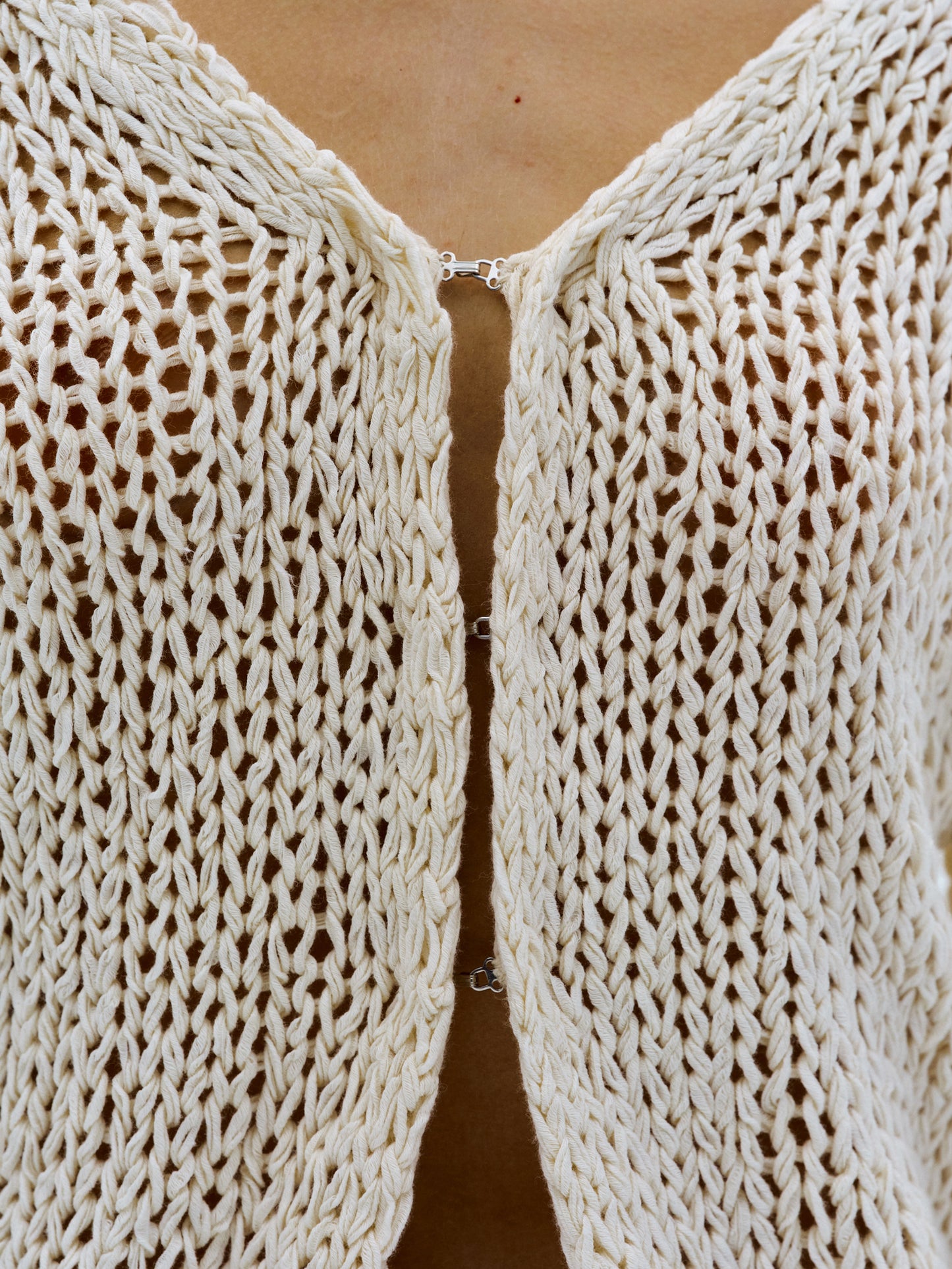Crochet Knitted Top, Beige