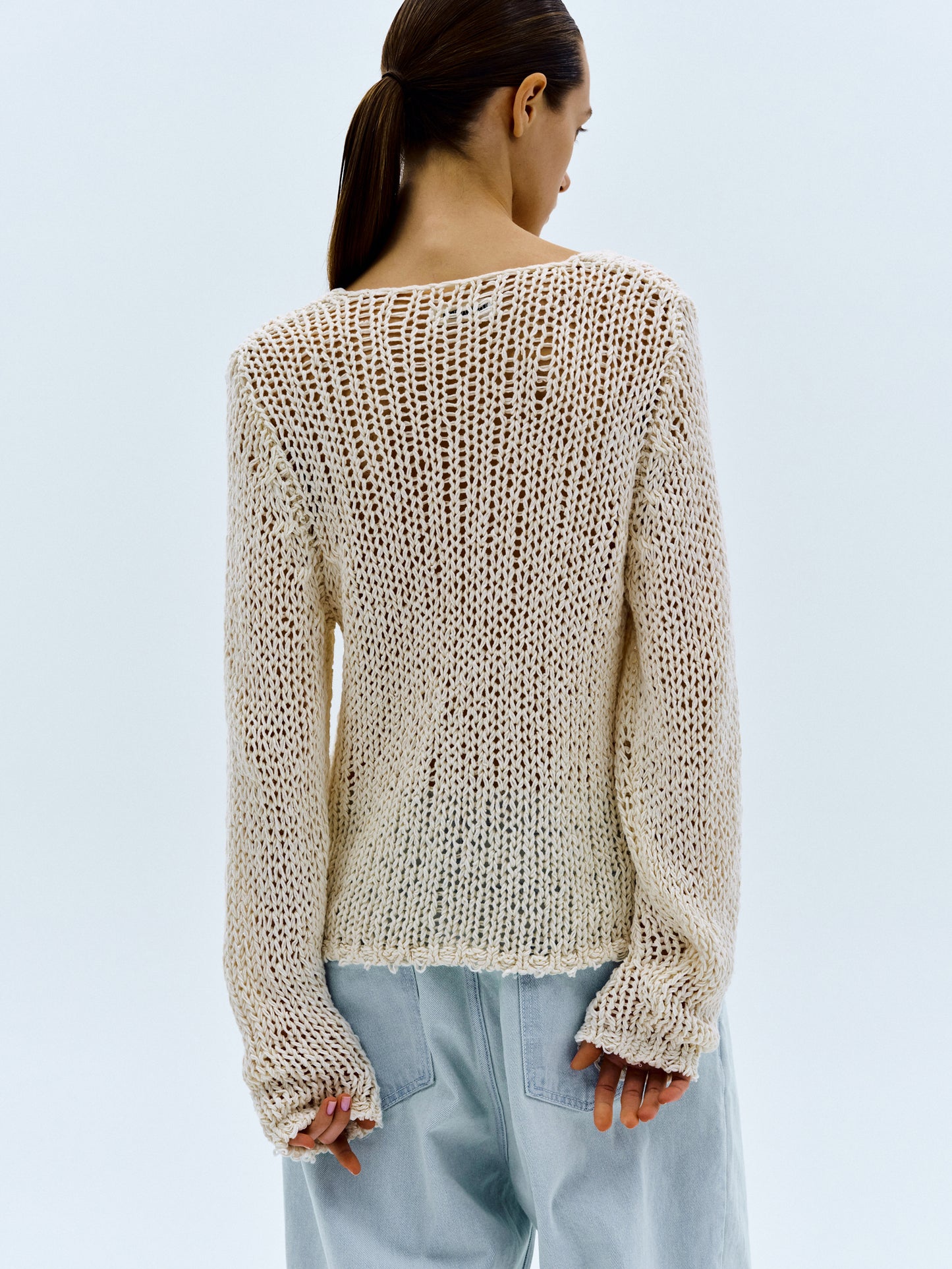 Crochet Knitted Top, Beige