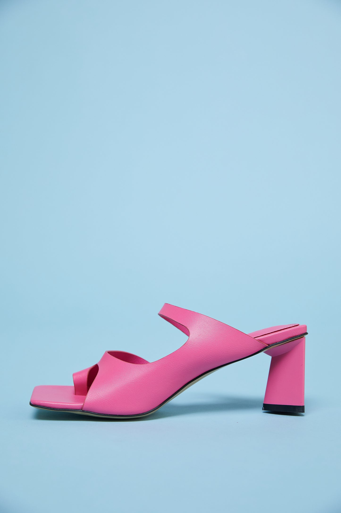 Square Toe Heeled Slides, Pink