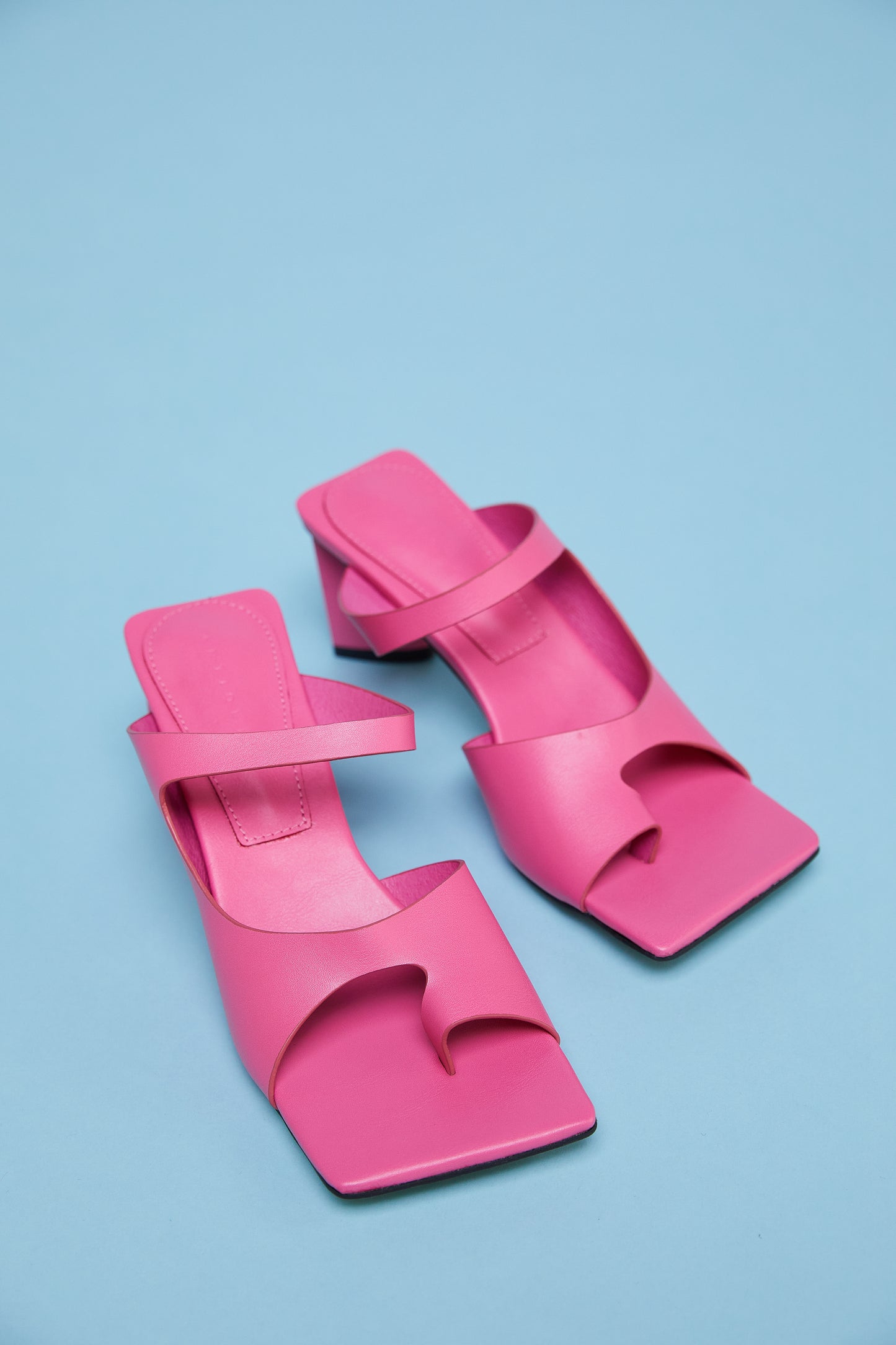 Square Toe Heeled Slides, Pink