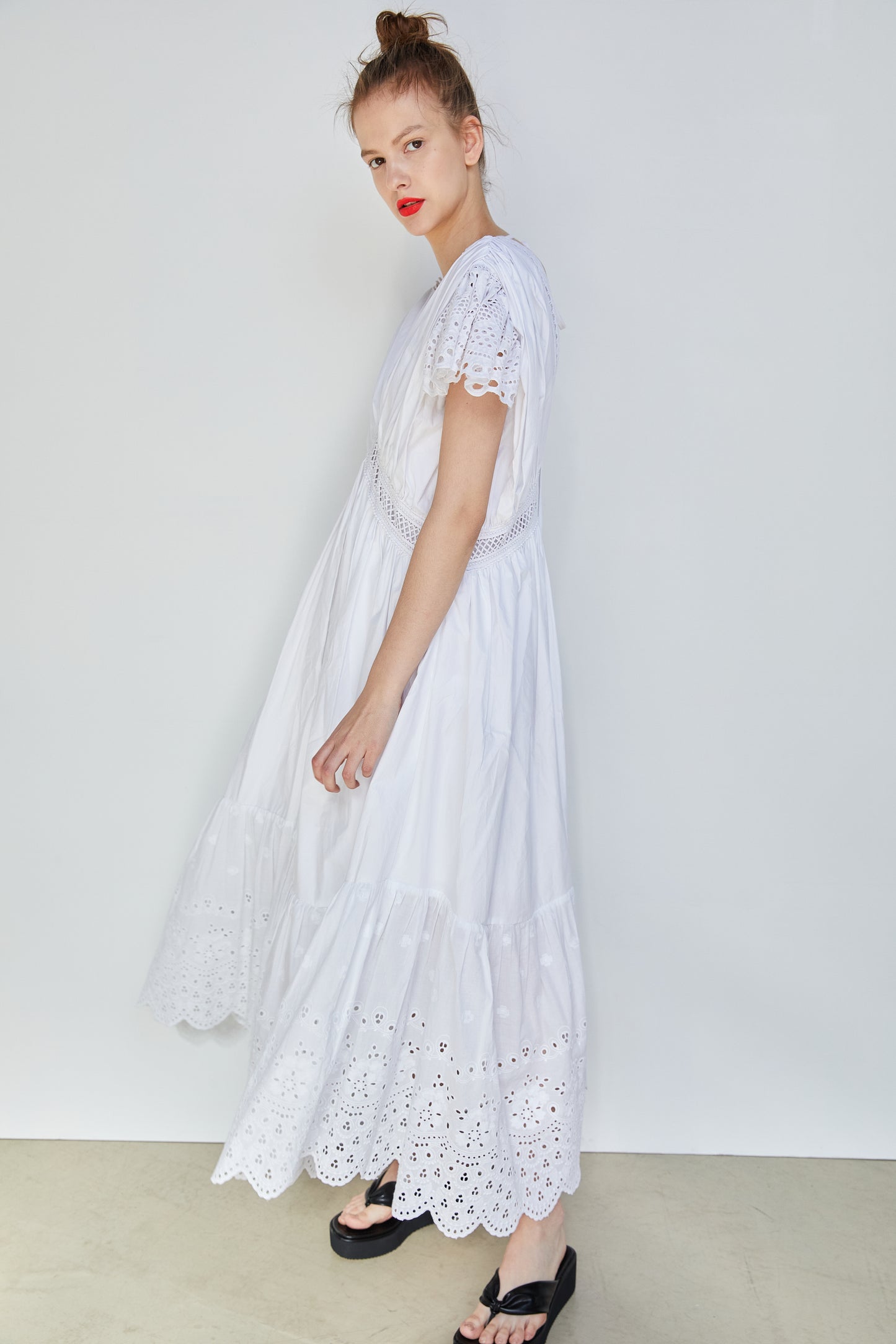 Maxi Eyelet Dress, White