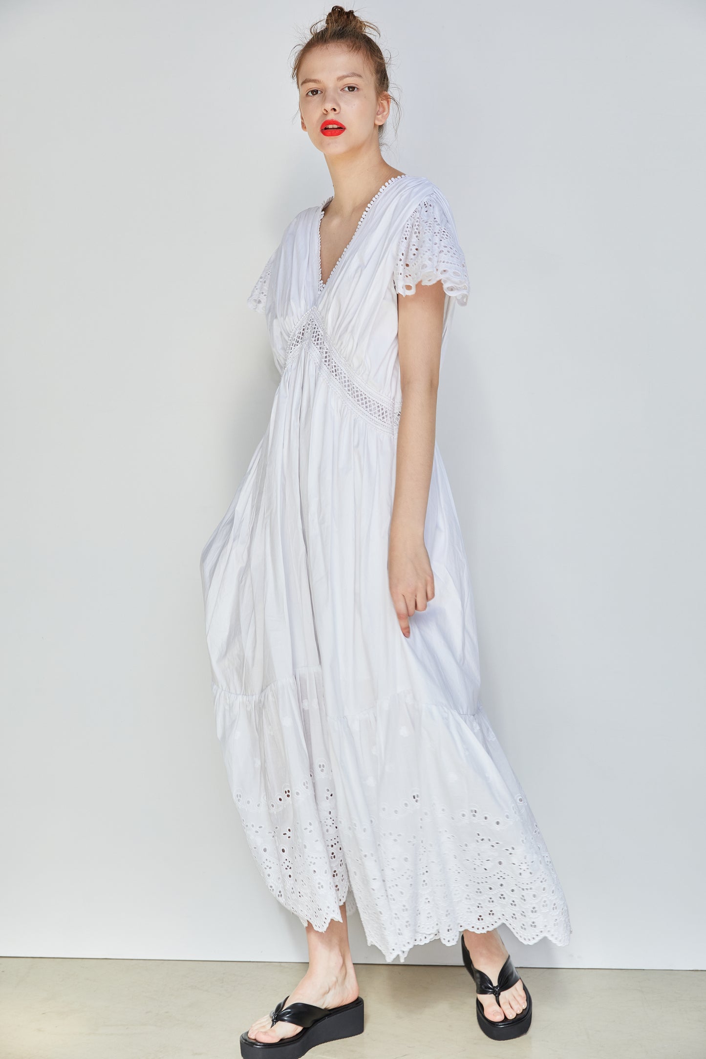 Maxi Eyelet Dress, White
