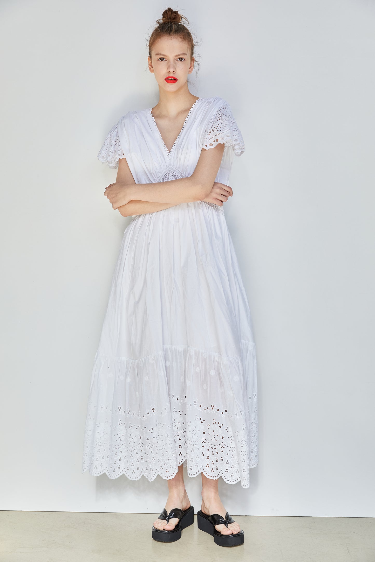 Maxi Eyelet Dress, White