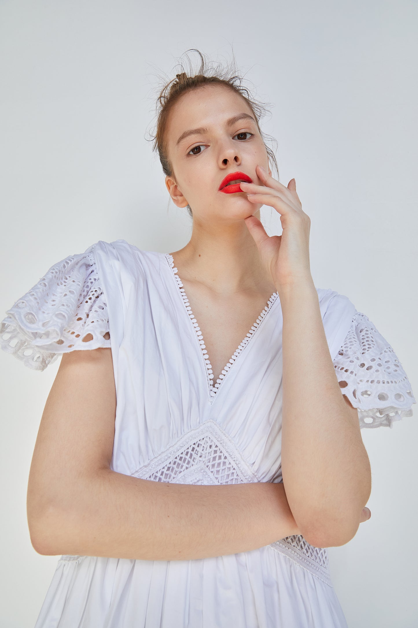Maxi Eyelet Dress, White