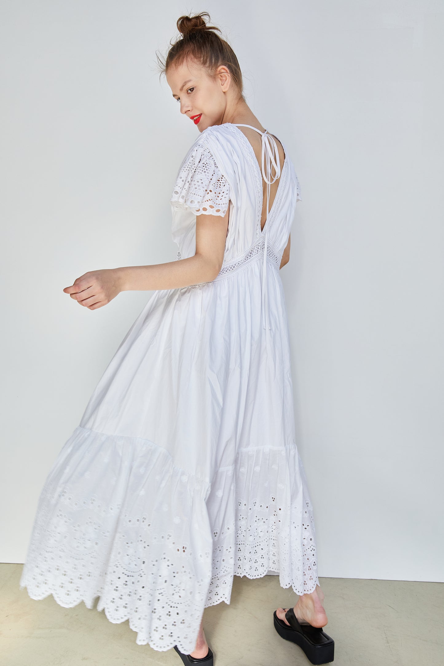 Maxi Eyelet Dress, White