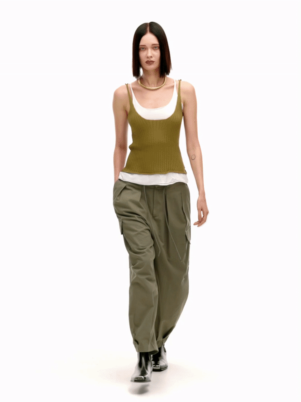 Double Layer Tank, Khaki White